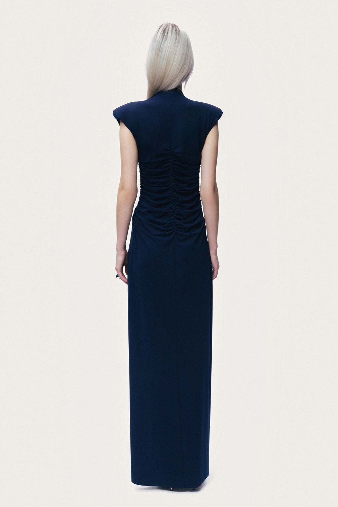 Zip-Front Draped Maxi Dress