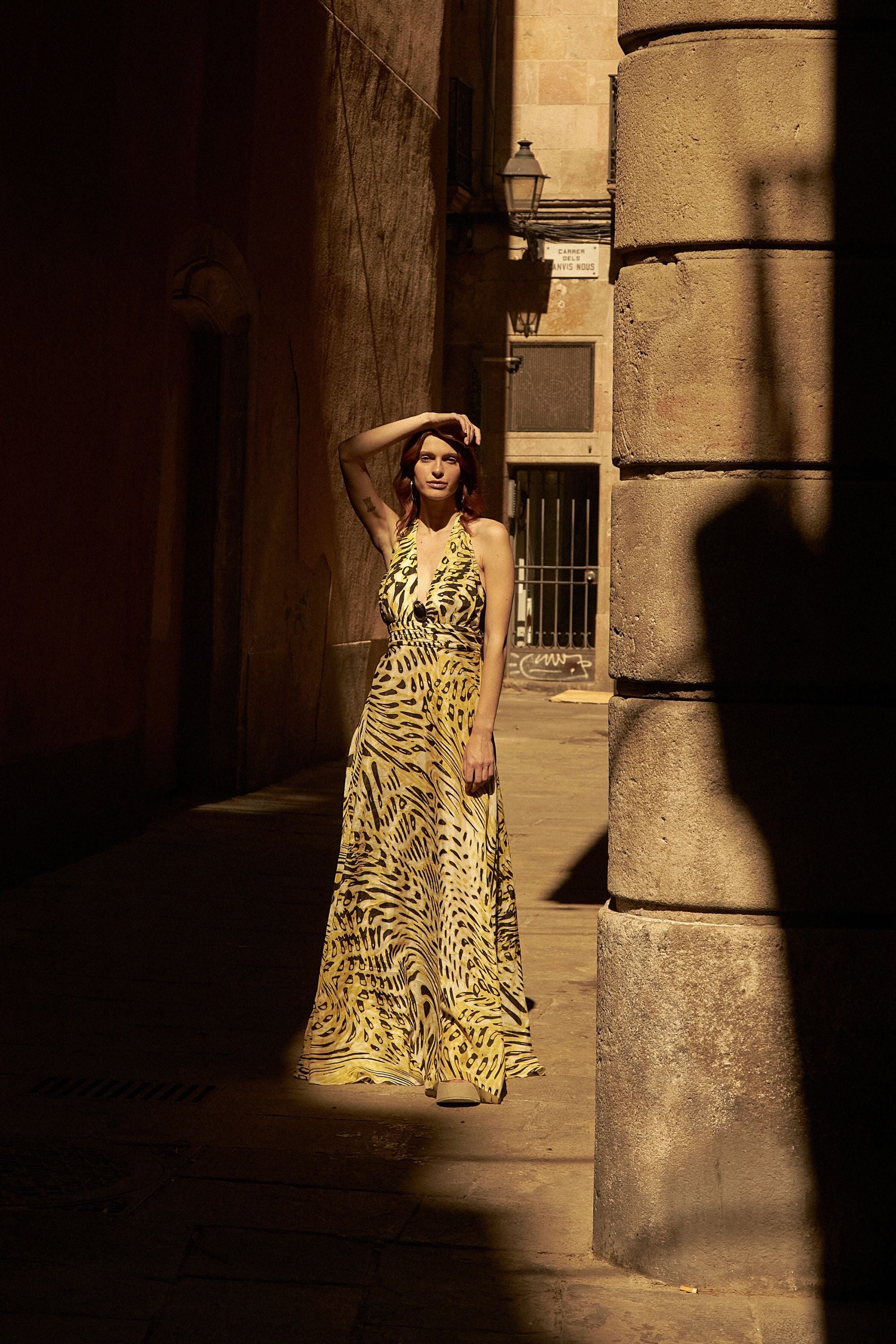 Ankle Length Dress with Accessory Detail (Final Sale)