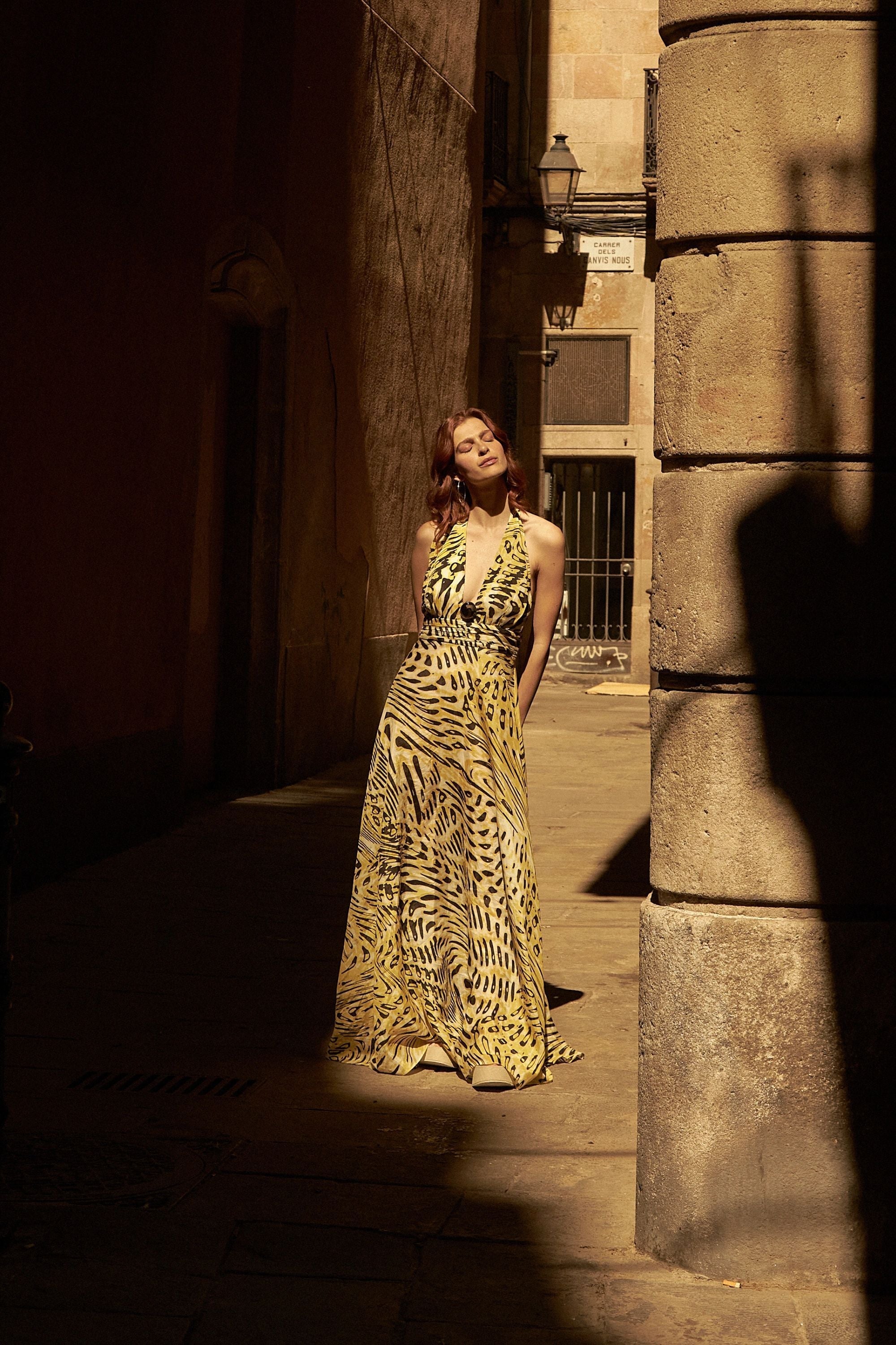 Ankle Length Dress with Accessory Detail (Final Sale)