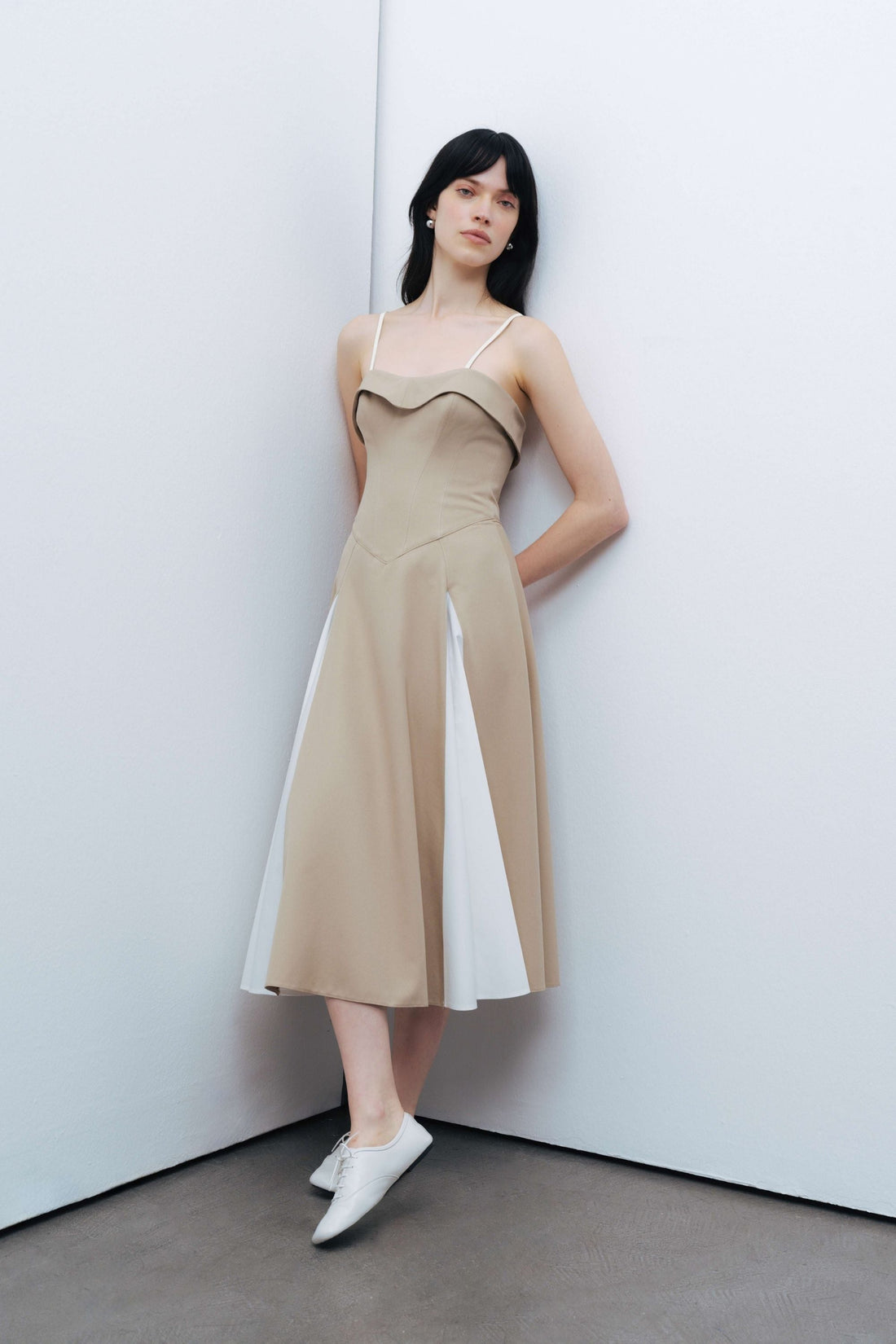 Beige Corset Look Dress