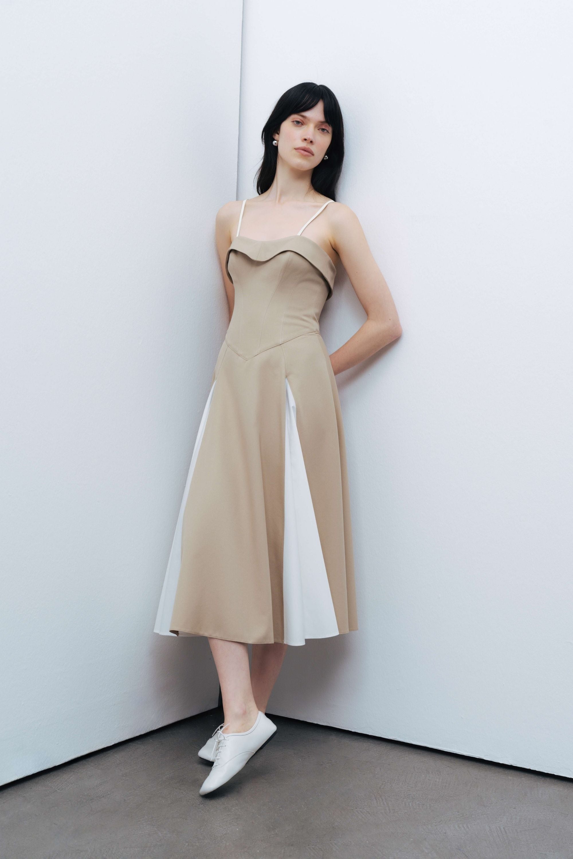 Beige Corset Look Dress