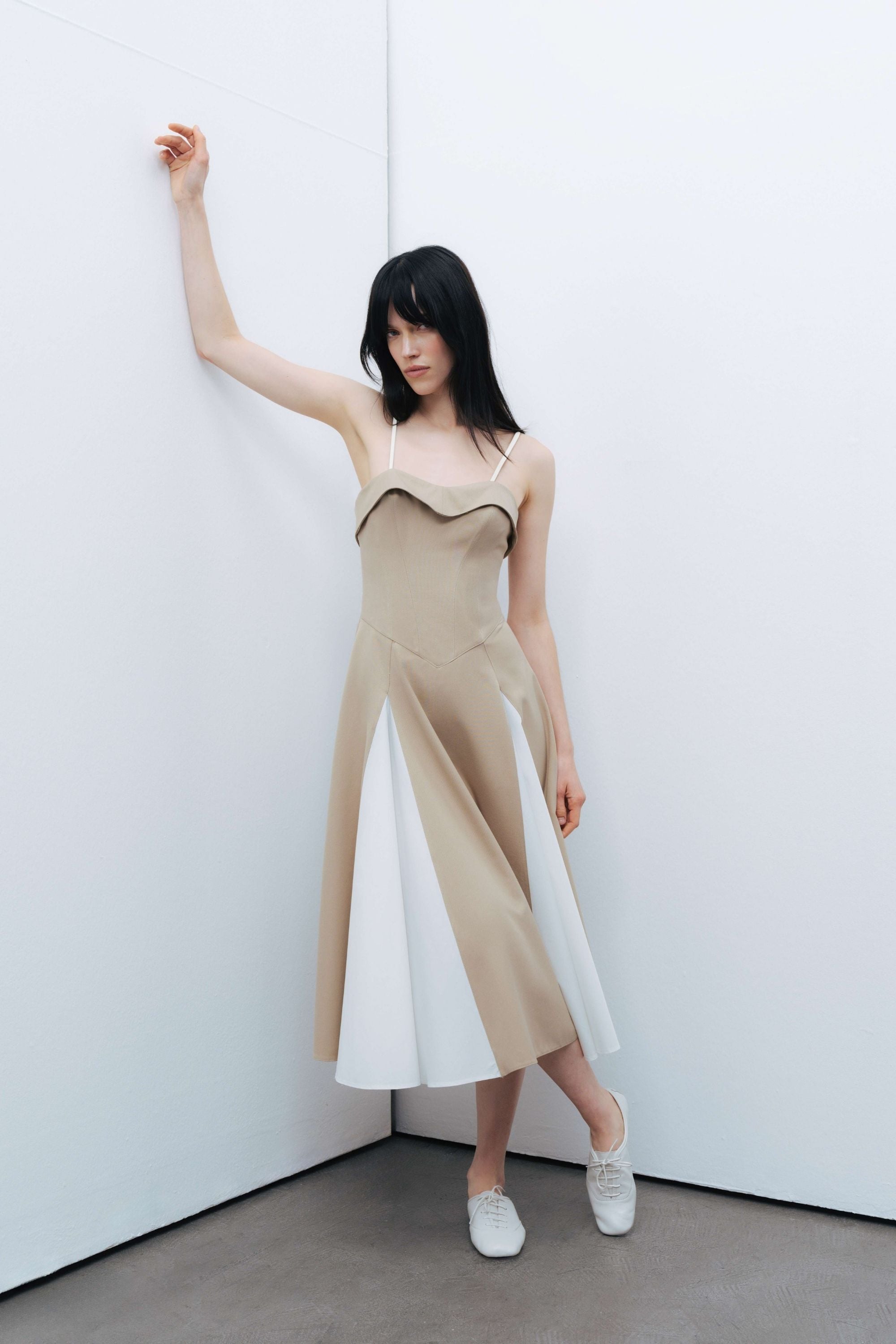 Beige Corset Look Dress