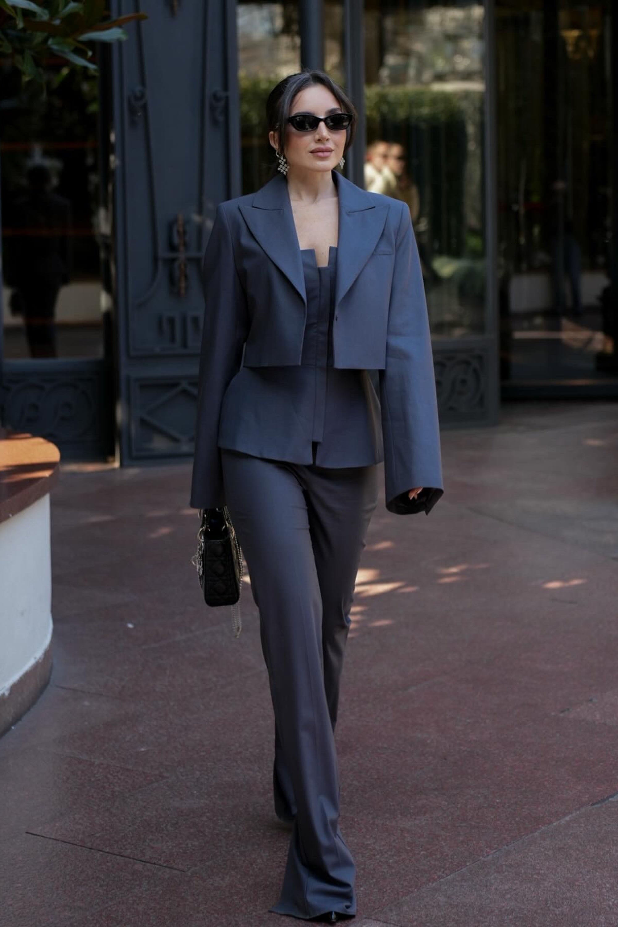 Anthracite Zippered Corset Look Blouse