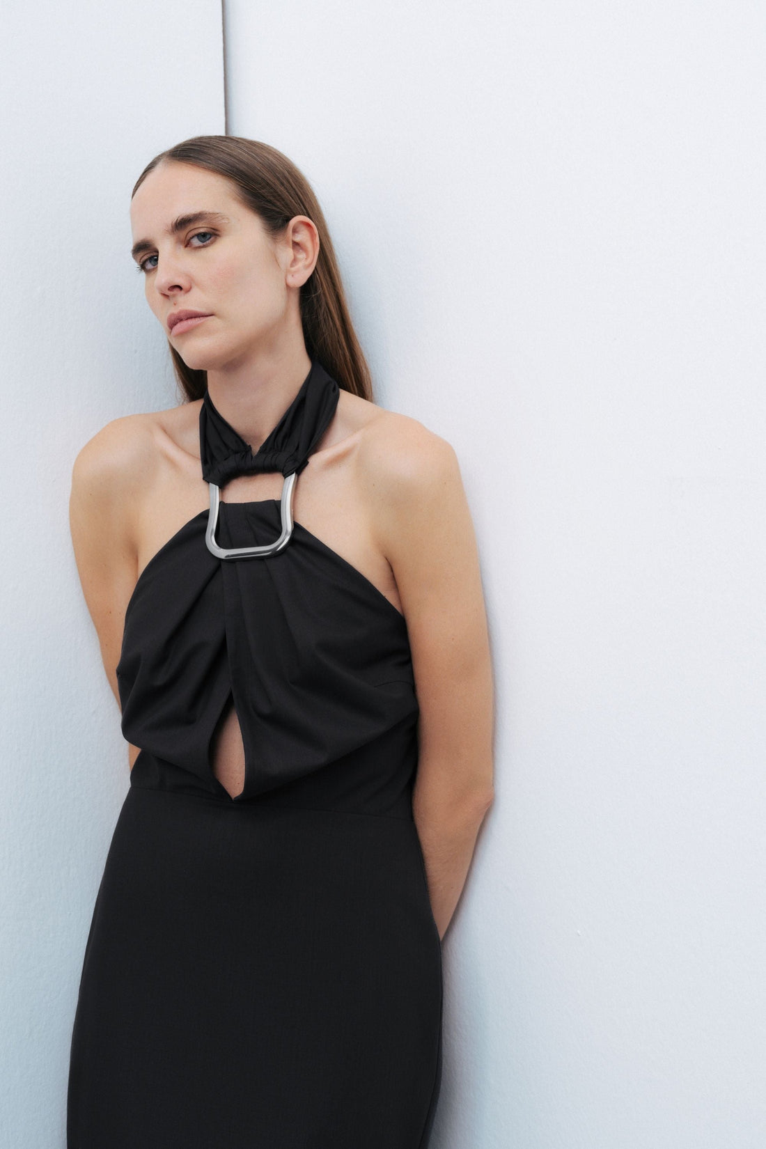 Black Halter Neck Midi Dress