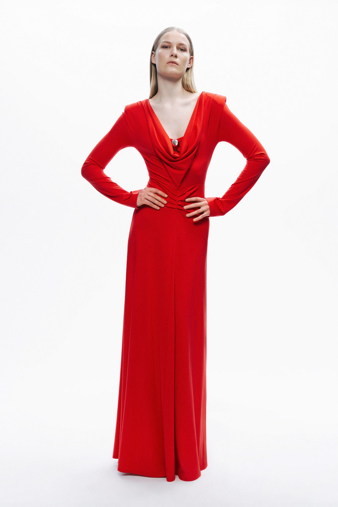 Padded Accessory Detailed Maxi Dress