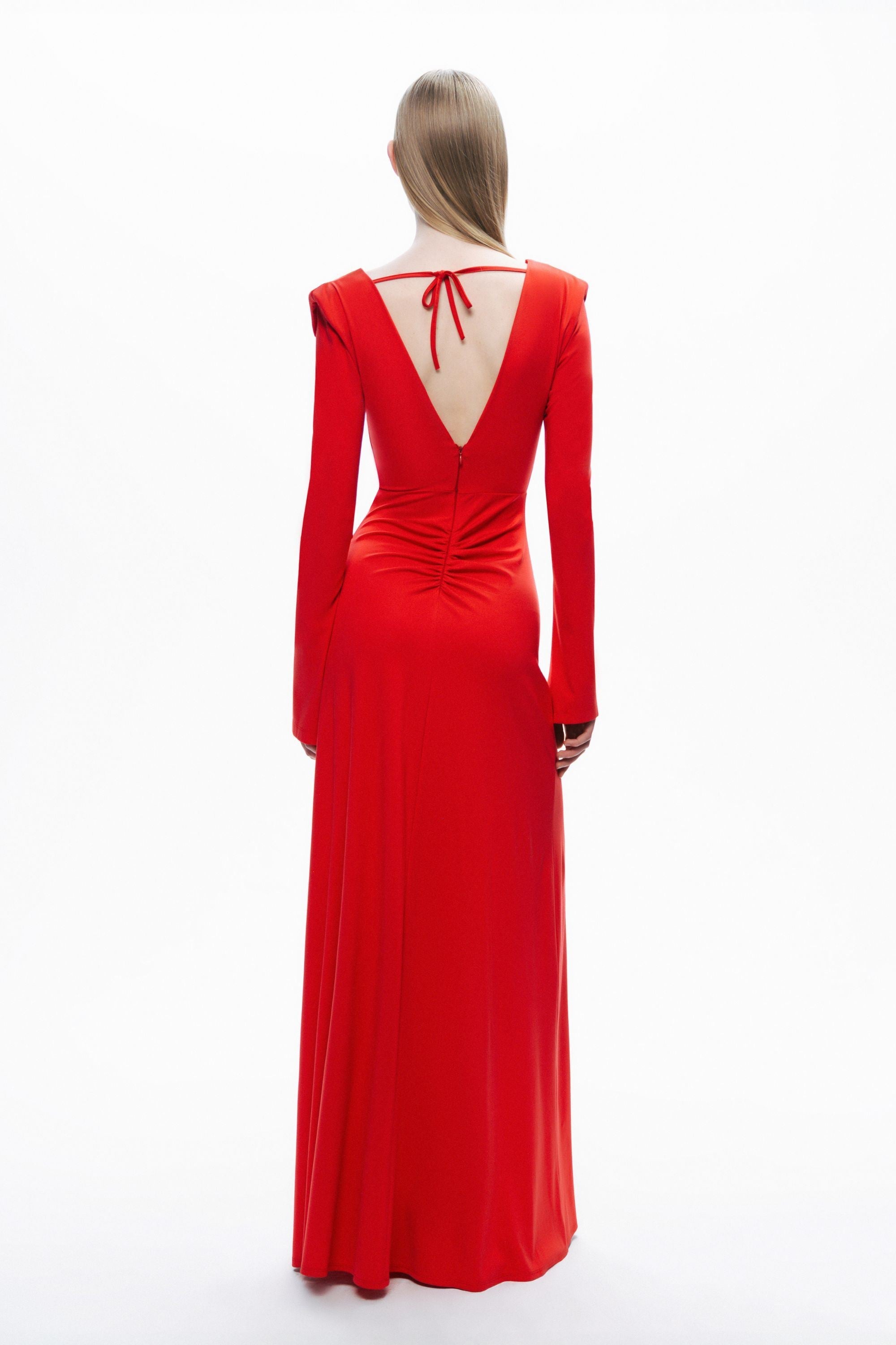 Padded Accessory Detailed Maxi Dress