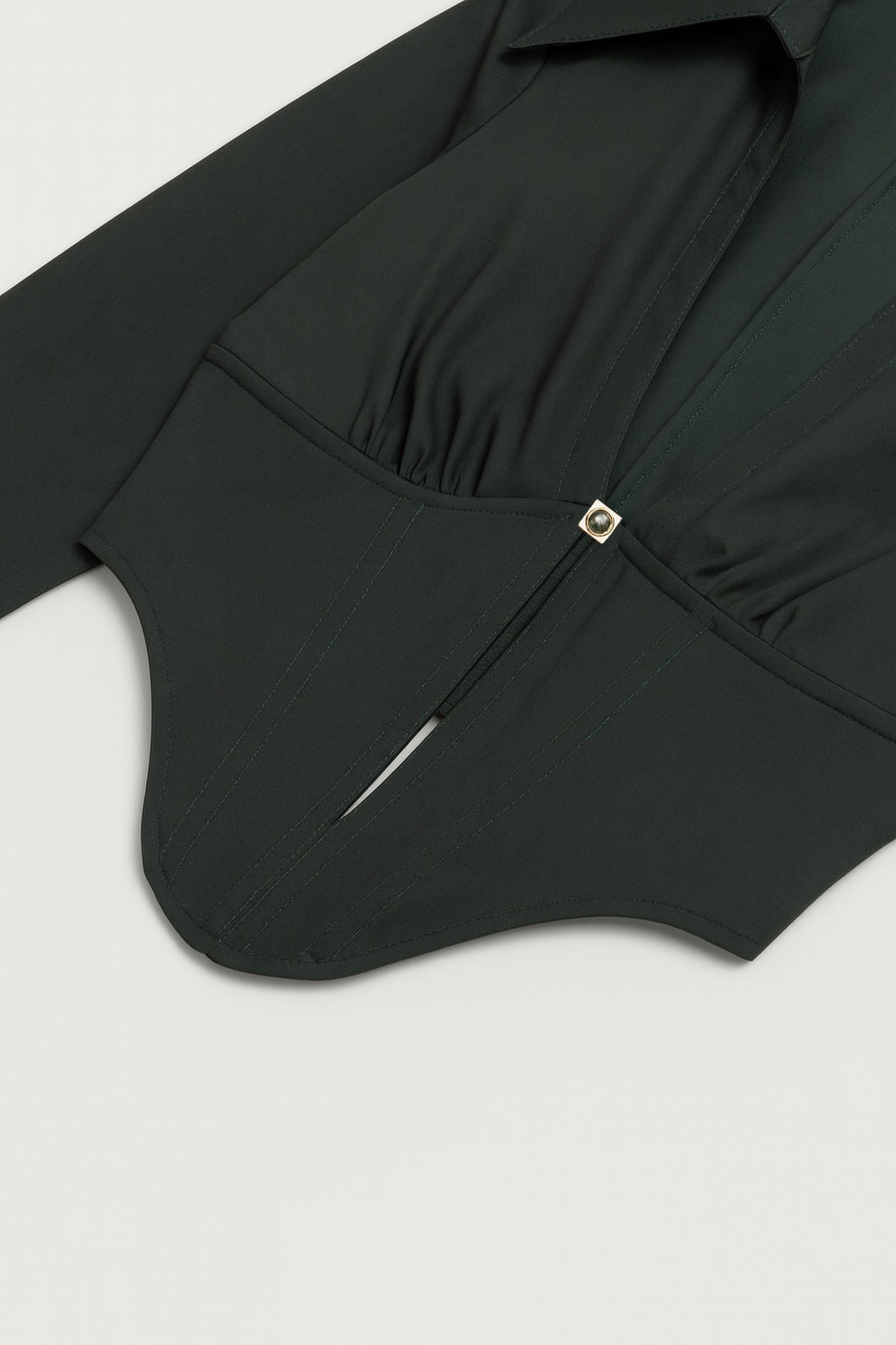 Sculpted Deep-V Corset Blouse