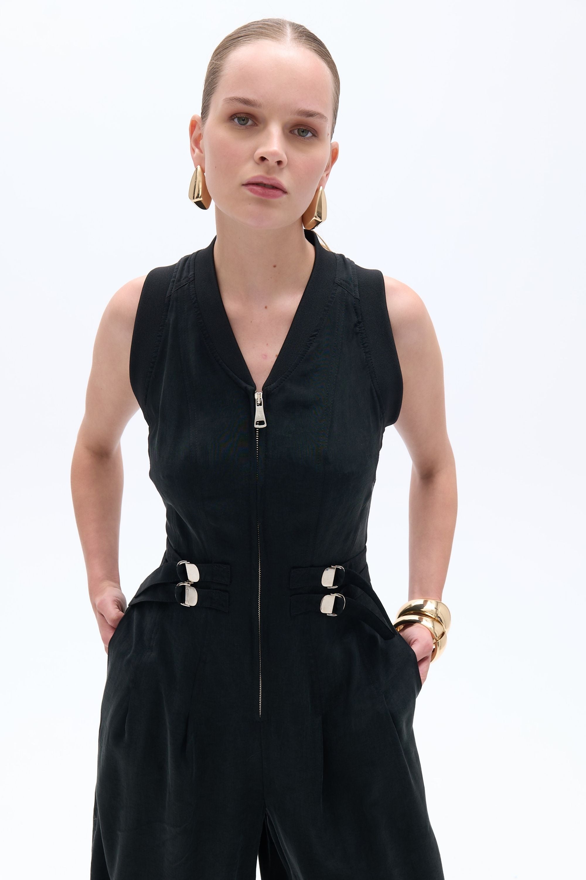 Bomber Neck Jumpsuit (Final Sale)