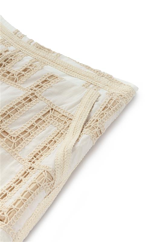 Ecru High Waist Embroidered Mini Shorts