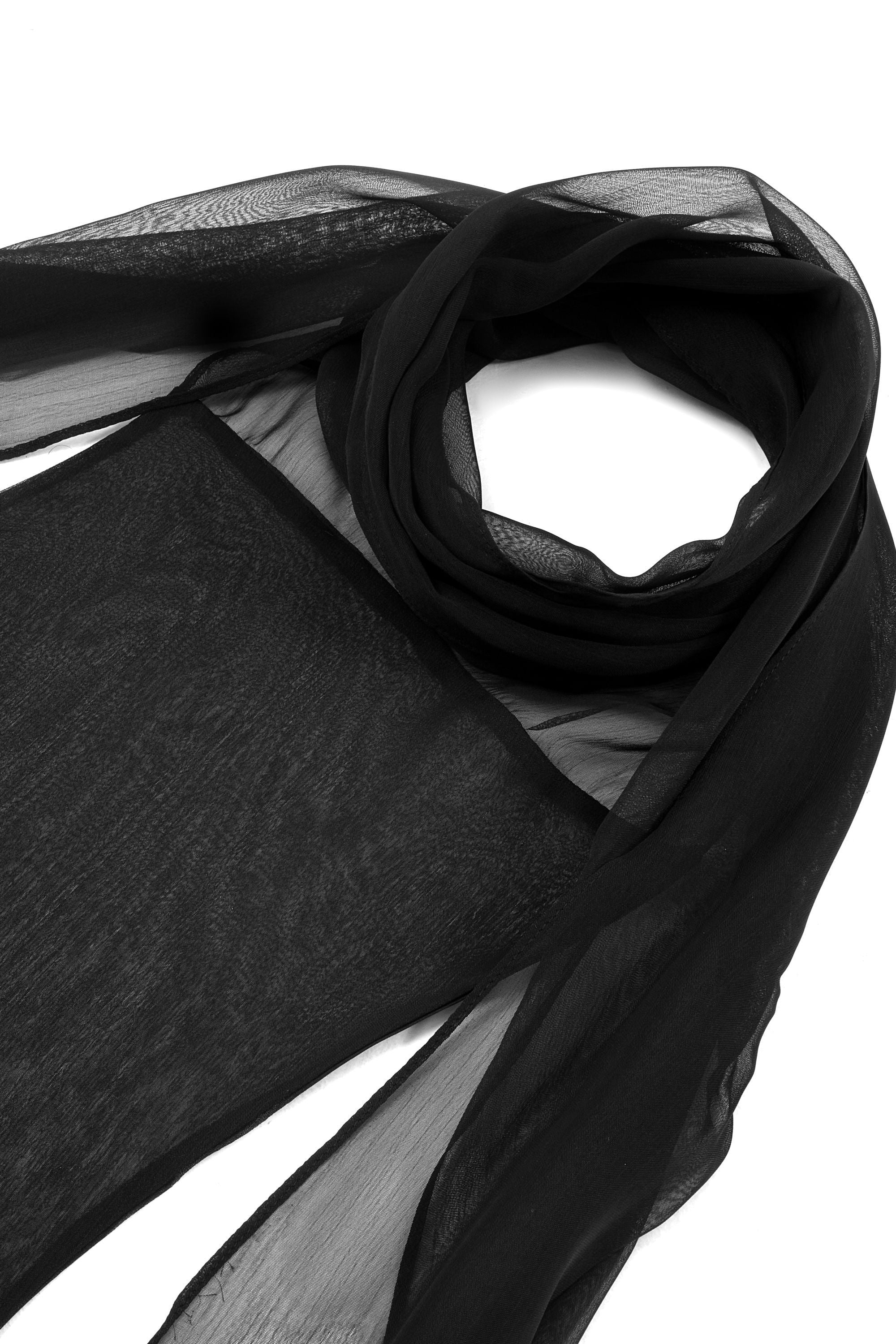 Black Shawl-Inspired Open Back Blouse