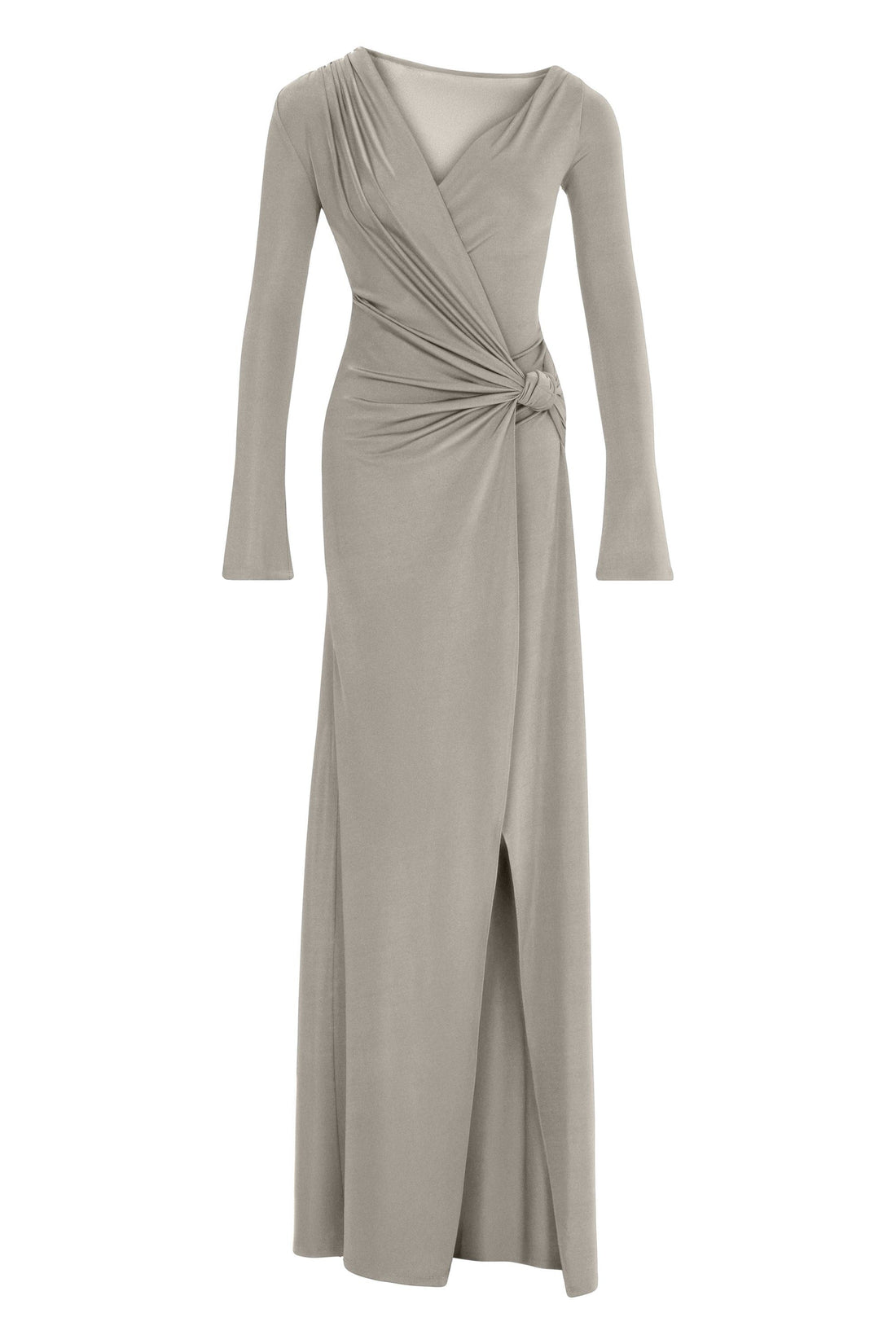 Mink Knot Detail Slit Maxi Dress