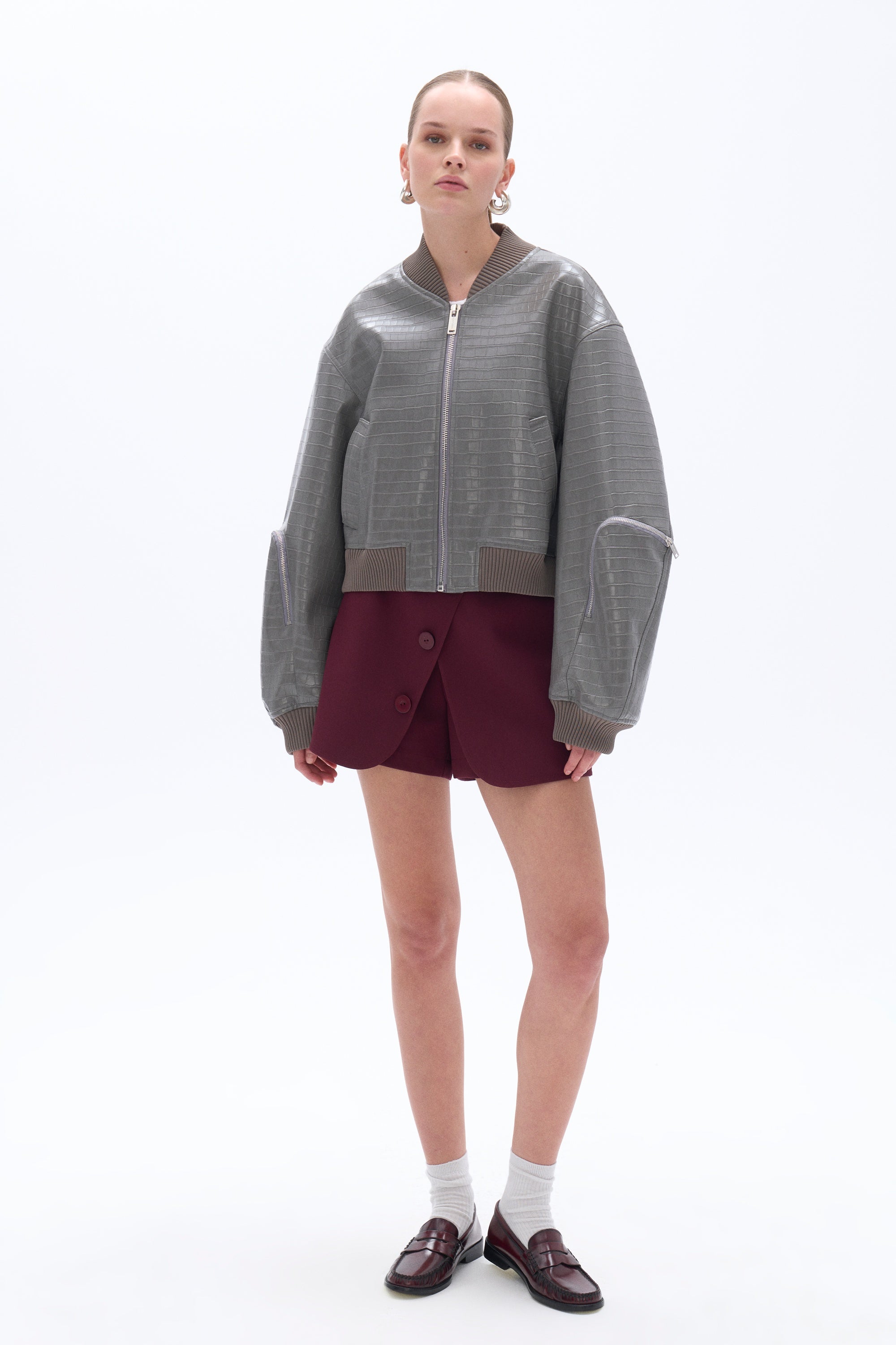 Faux Leather Bomber Jacket (Final Sale)