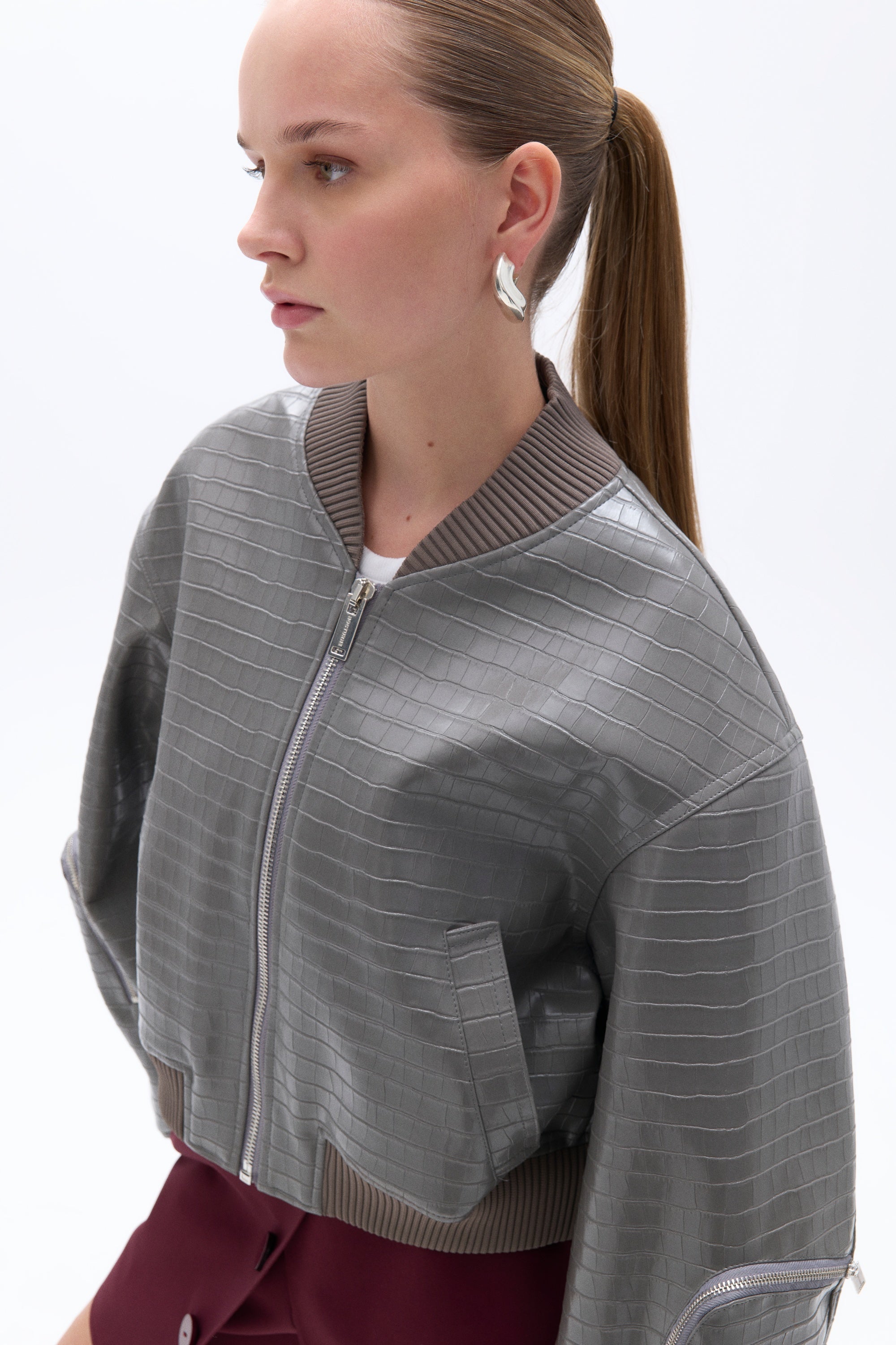 Faux Leather Bomber Jacket (Final Sale)