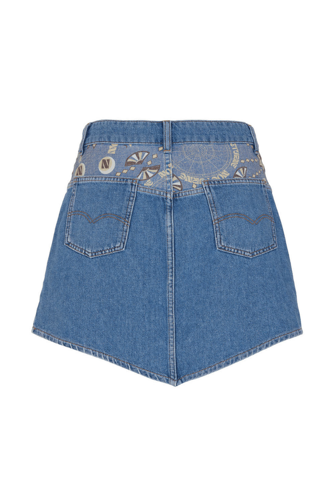 Printed Mini Jean Skirt