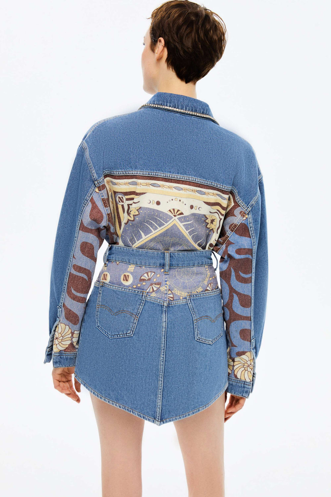 Printed Mini Jean Skirt