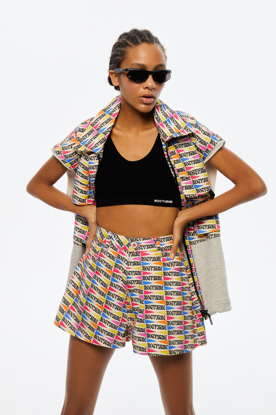 Zipper Detailed Patterned Mini Shorts