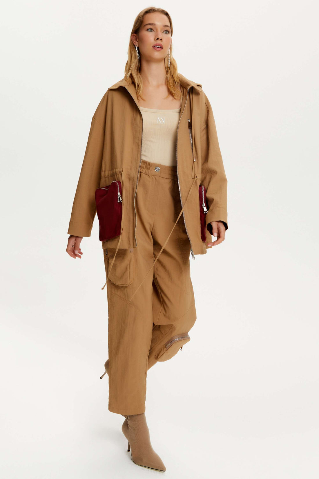 High Waist Boyfriend Pants With Cargo Pockets (Final Sale)