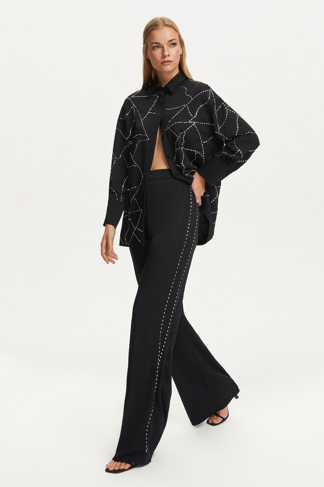 Wide-Leg Crepe Satin Pants (Final Sale)