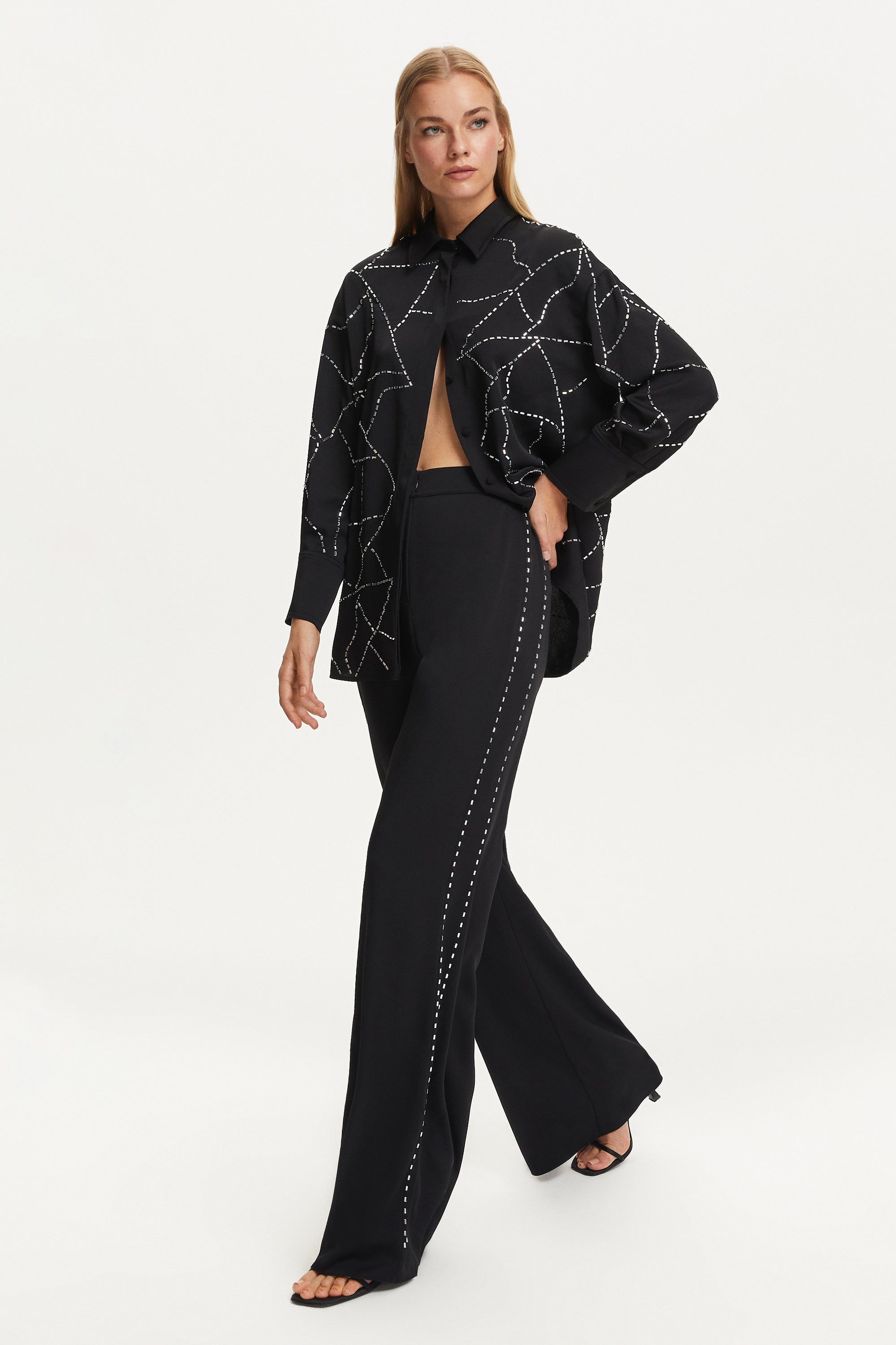Wide-Leg Crepe Satin Pants (Final Sale)