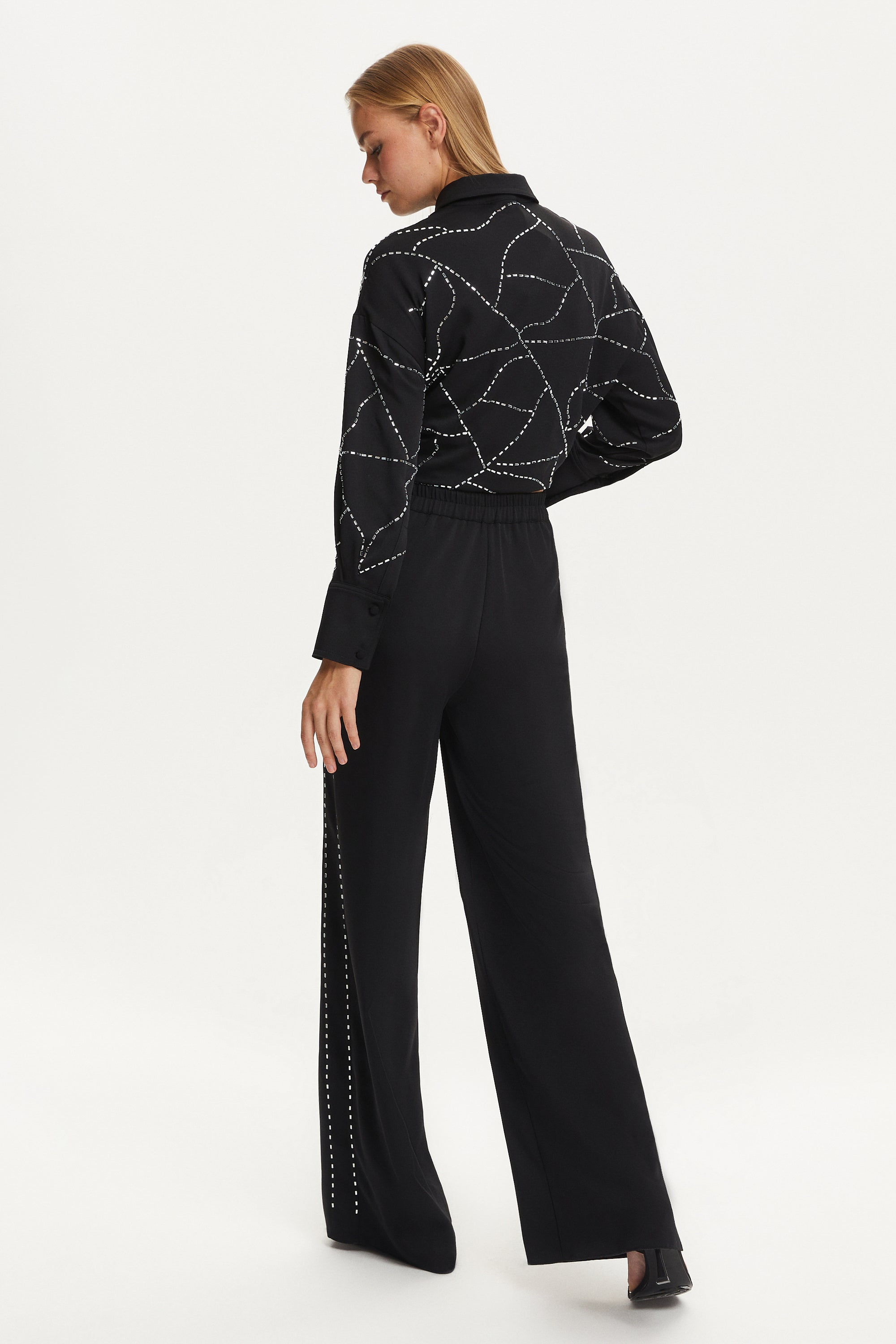 Wide-Leg Crepe Satin Pants (Final Sale)