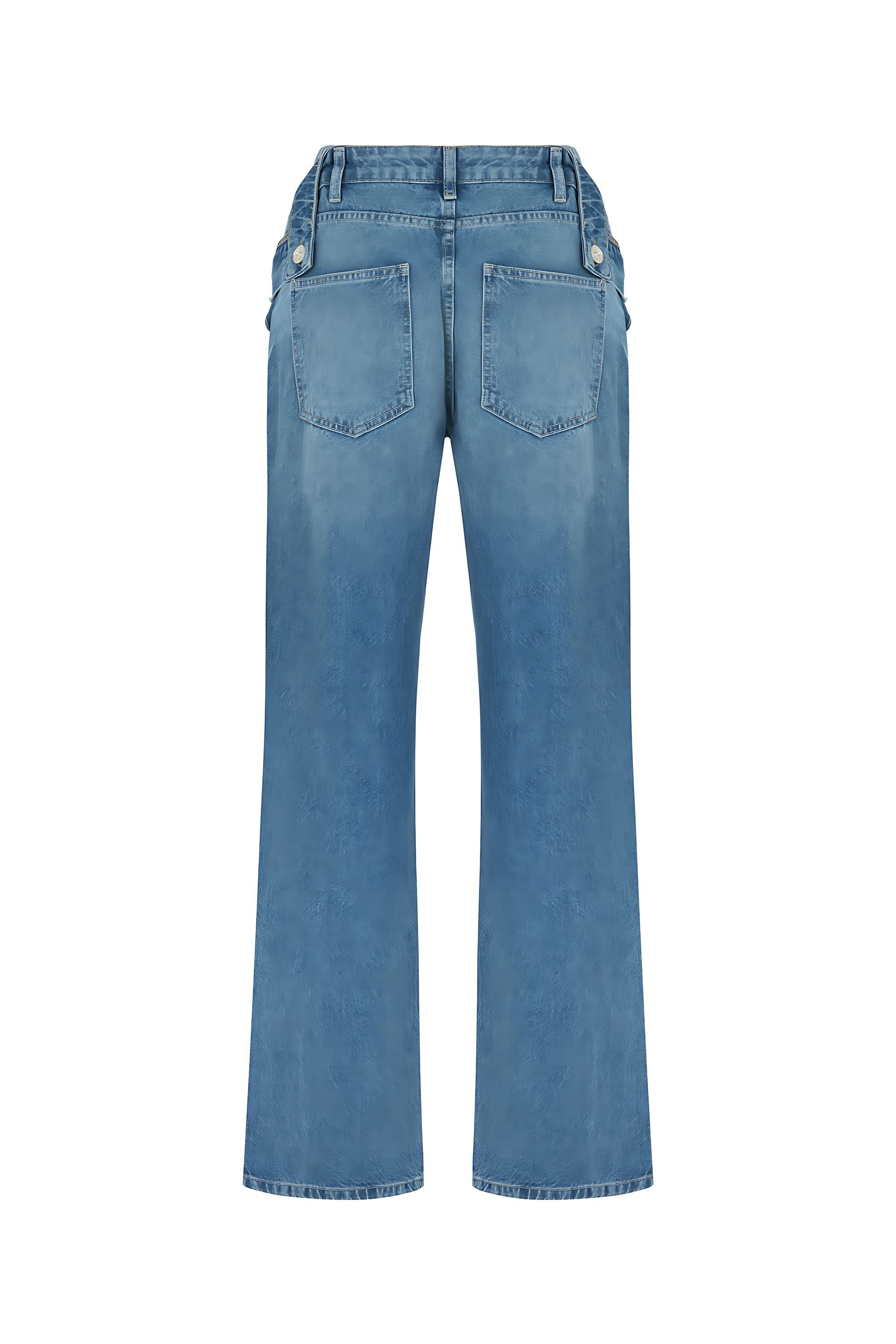Cut-Out Detailed High Waist Jeans