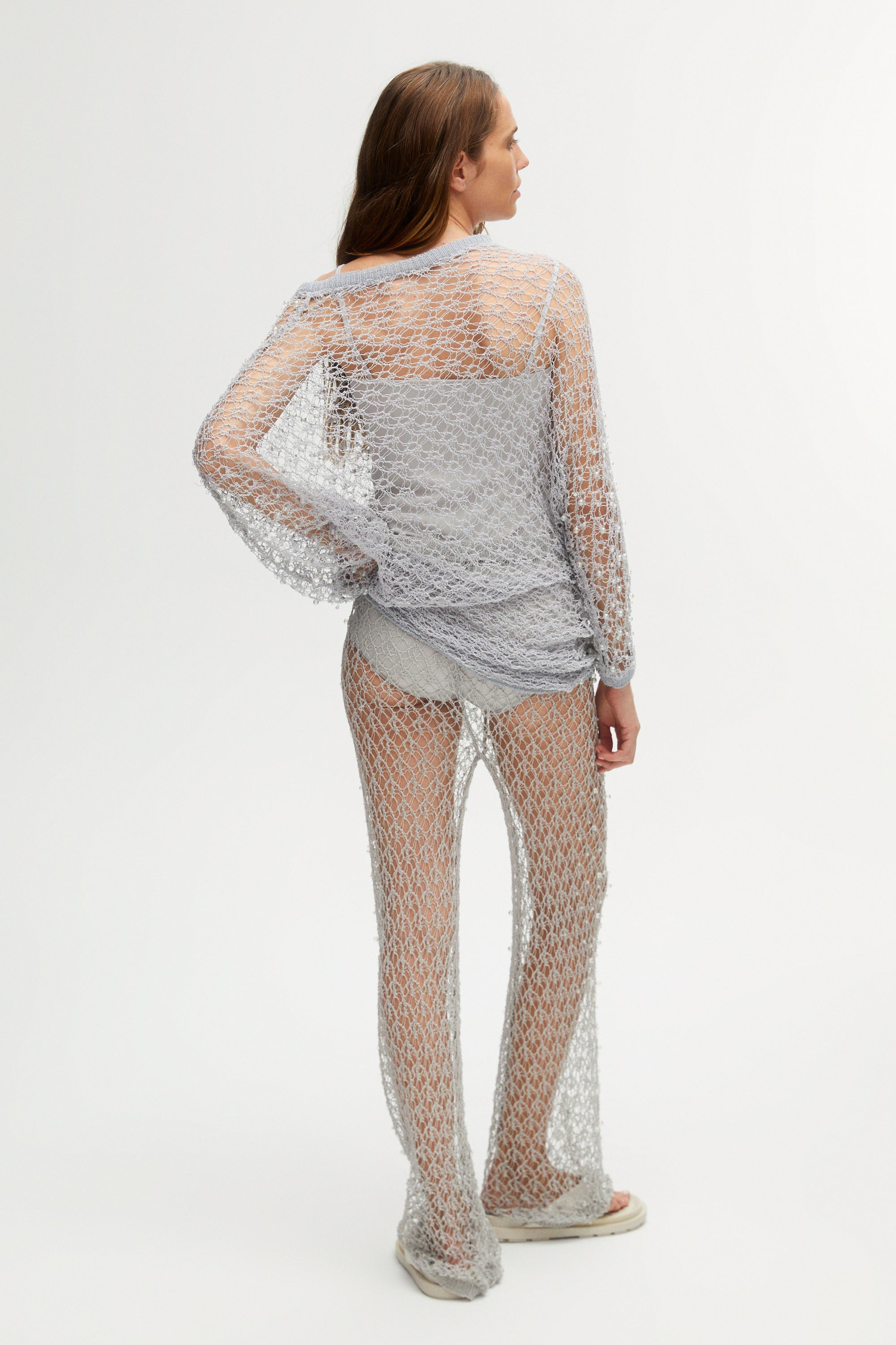 Shimmering Threaded Mesh Pants (Final Sale)