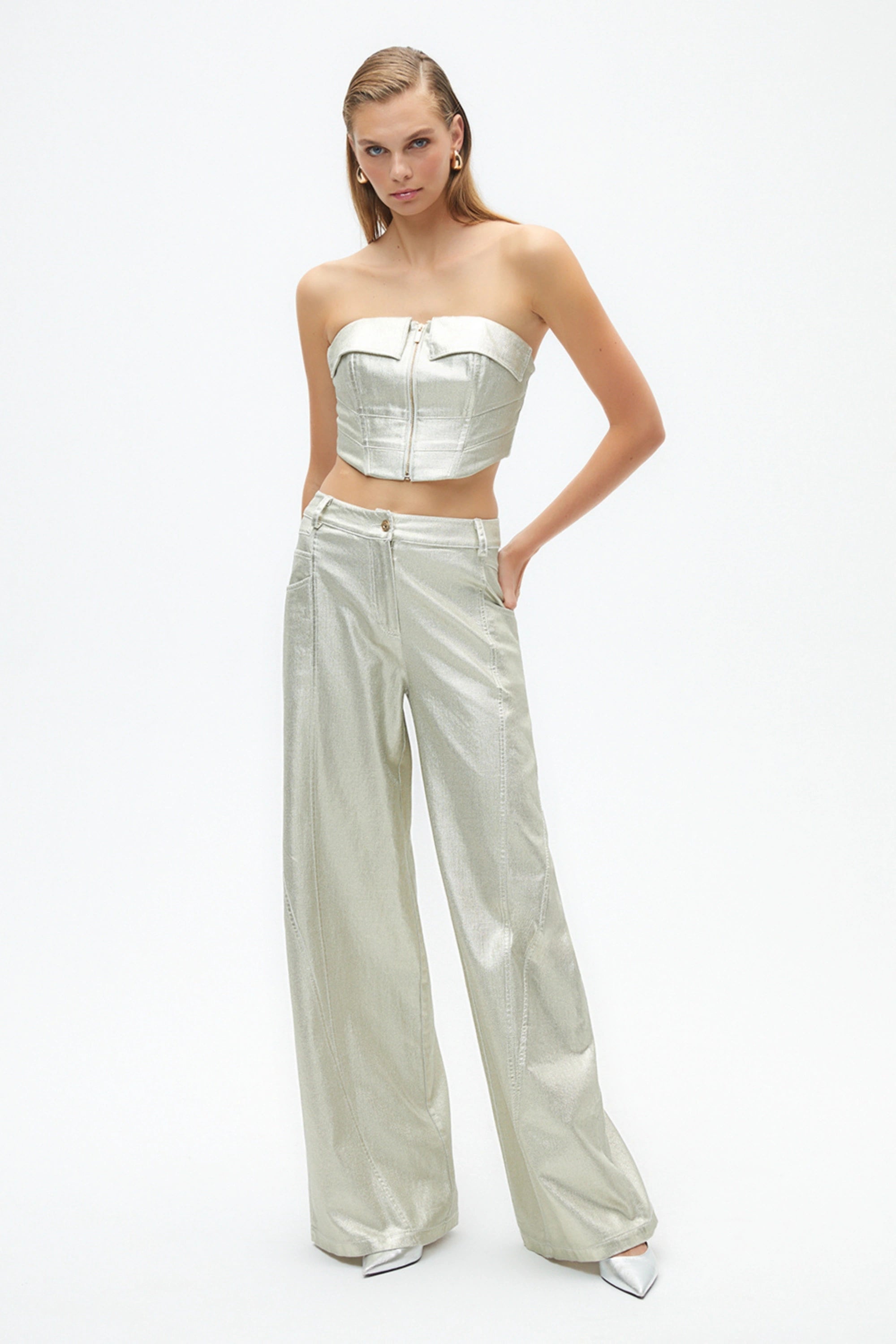 Metallic Printed Pants (Final Sale)