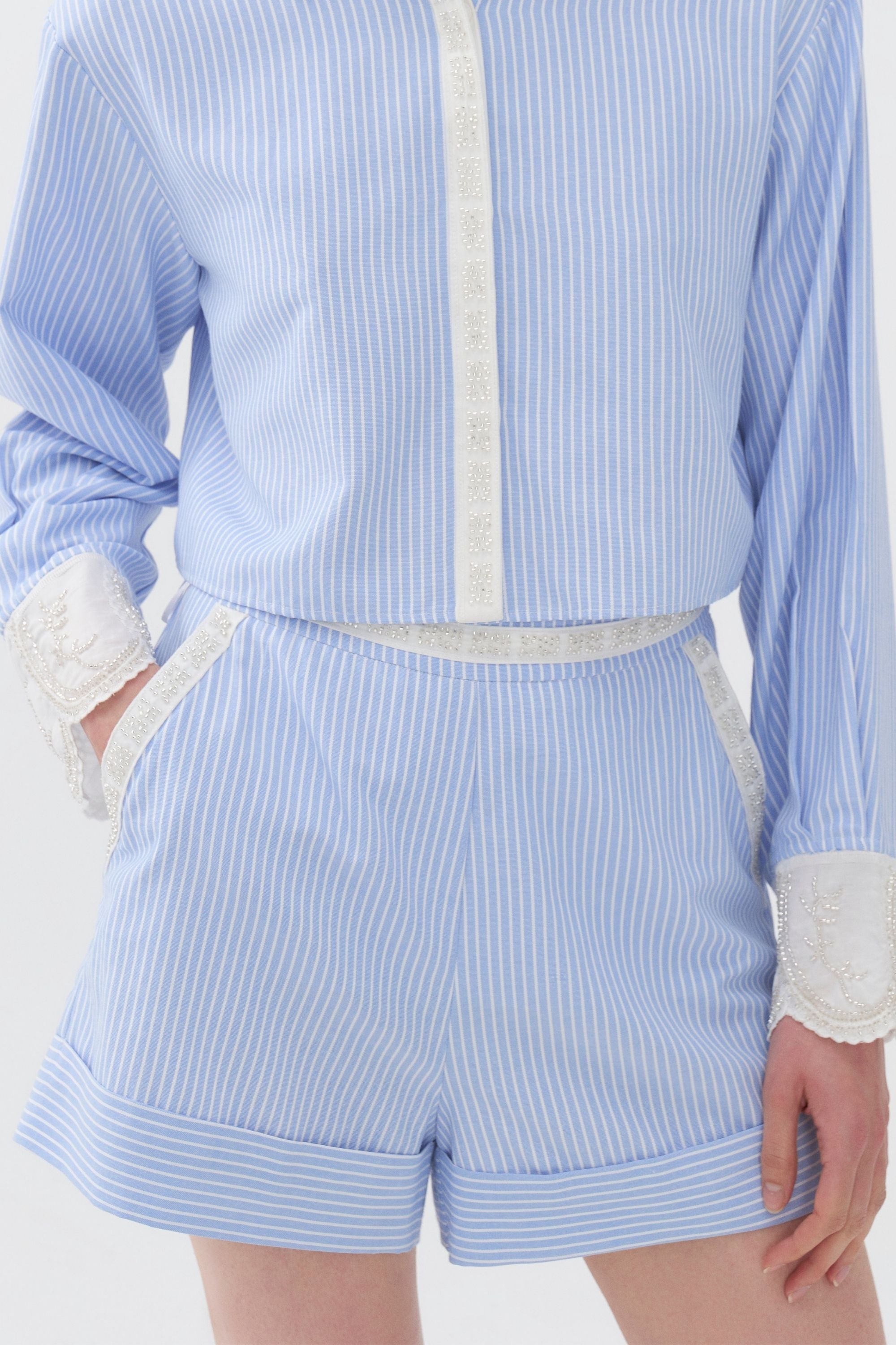 High Waisted Striped Mini Shorts (Final Sale)