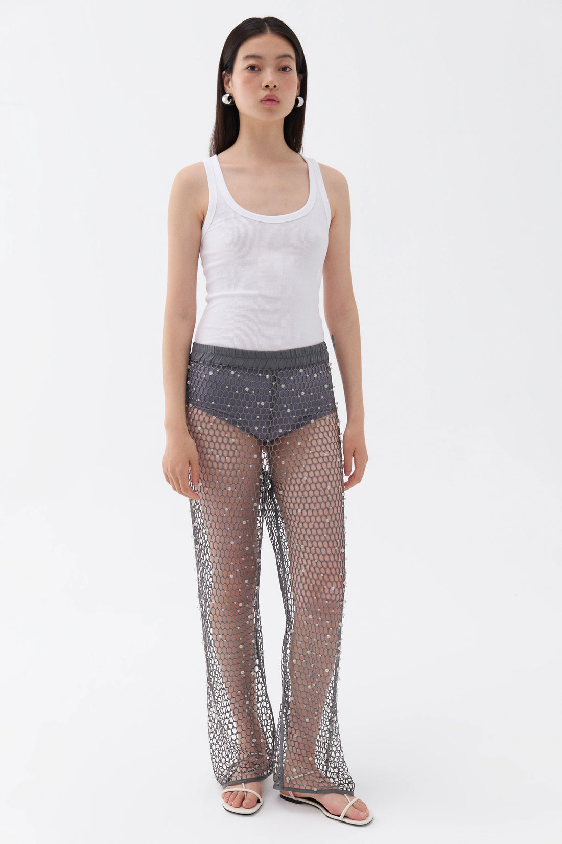 Shimmering Threaded Mesh Pants (Final Sale)
