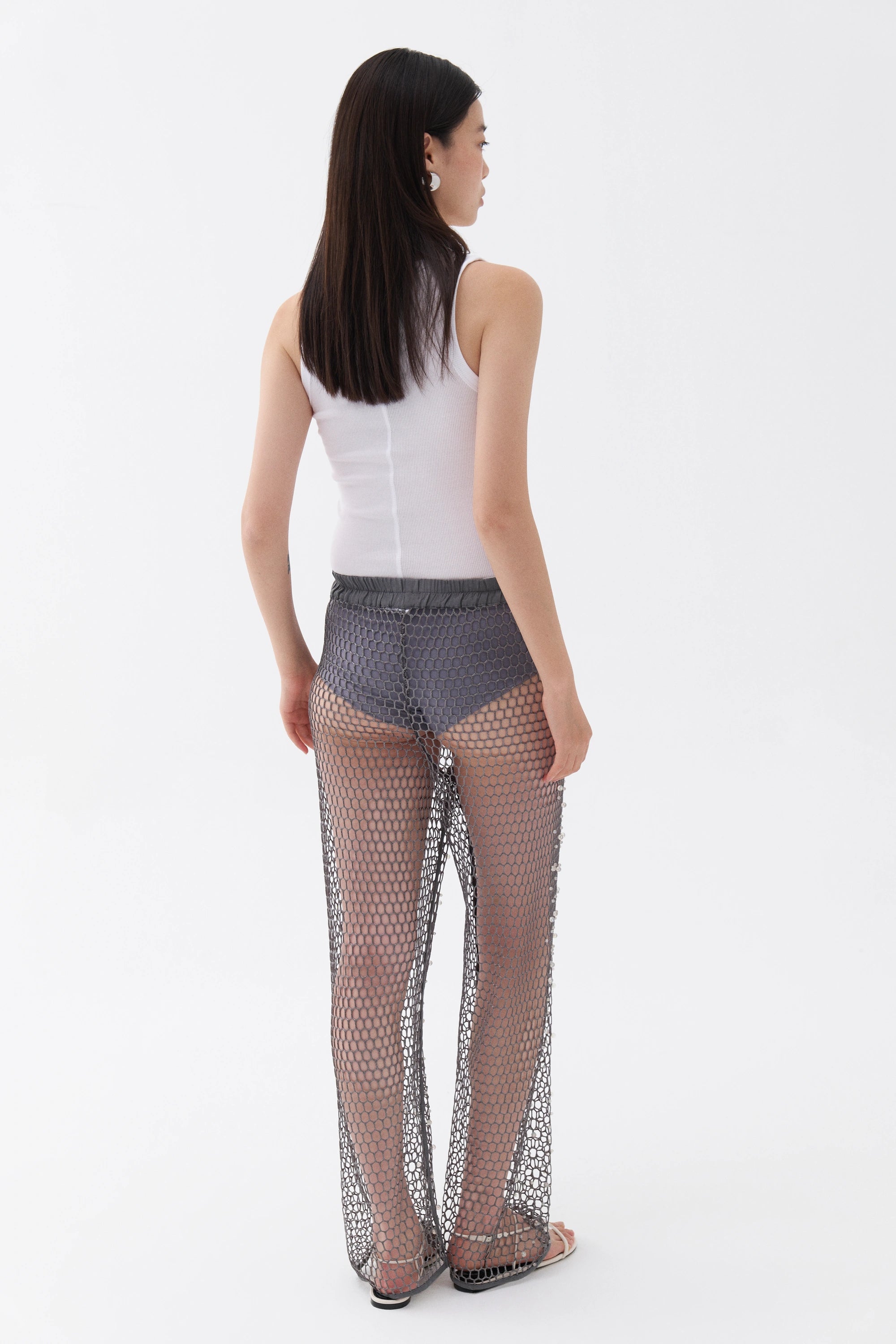 Shimmering Threaded Mesh Pants (Final Sale)