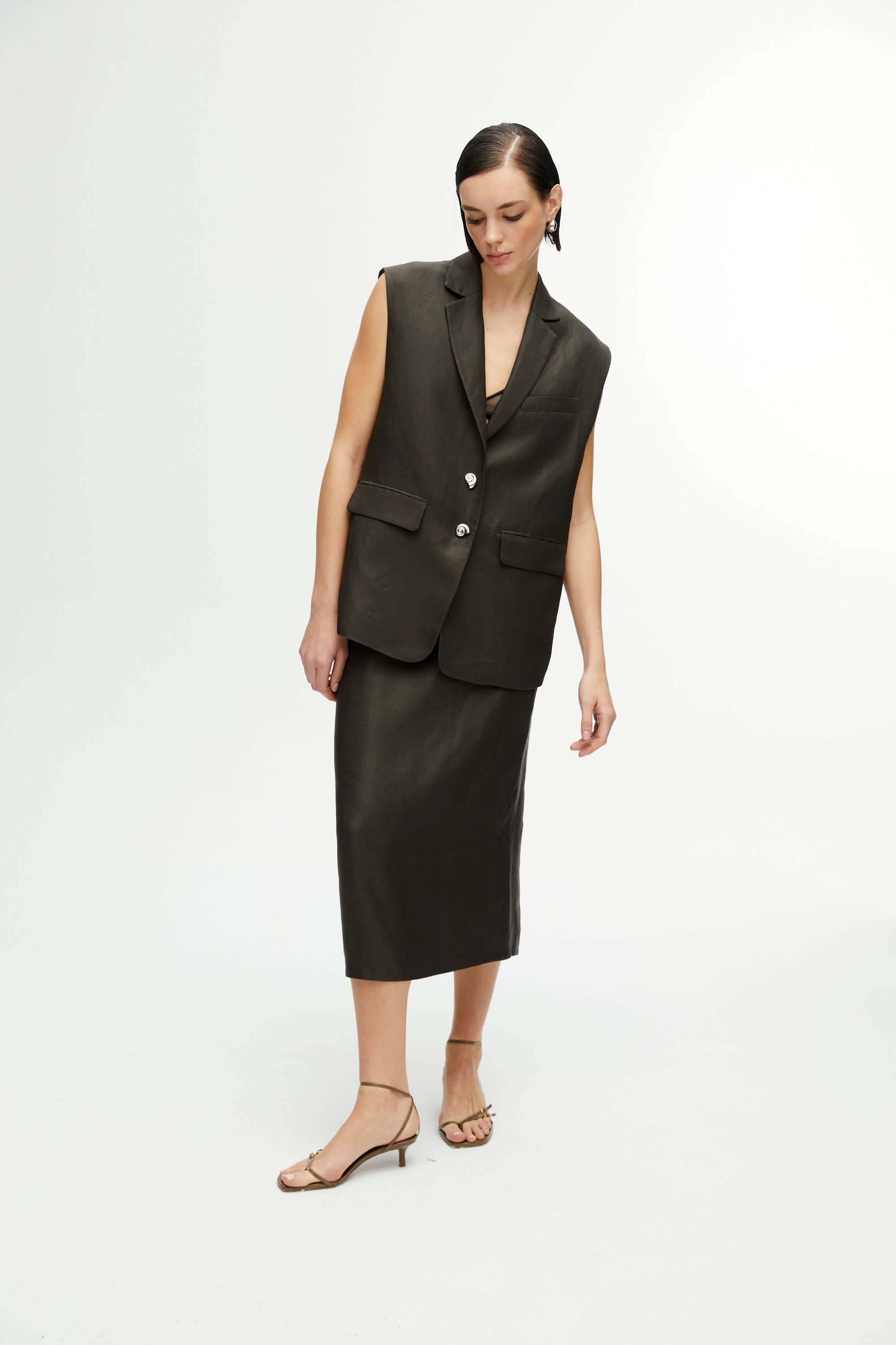 Midi Skirt with Back Slits (Final Sale)