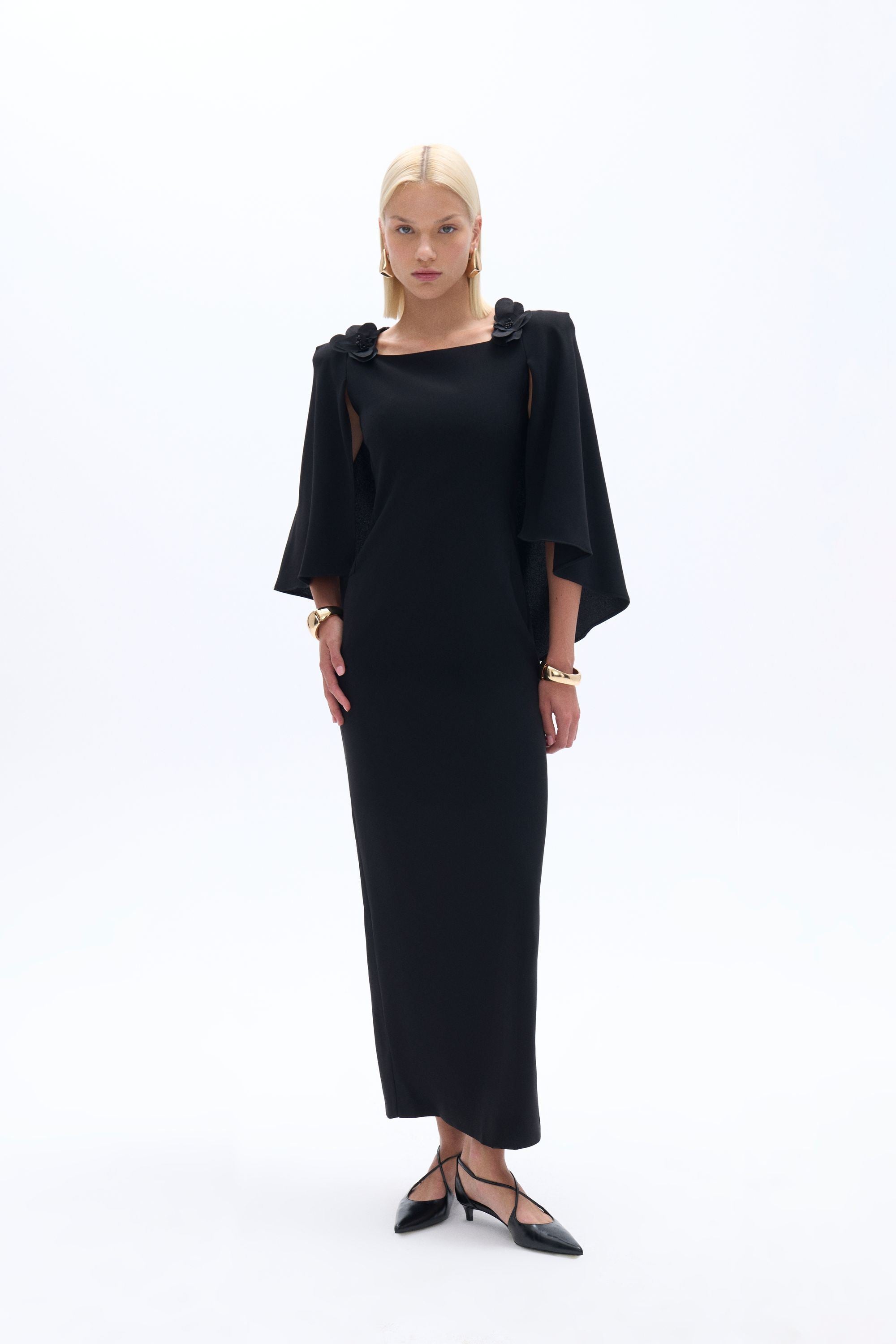 Cape Sleeve Maxi Dress (Final Sale)