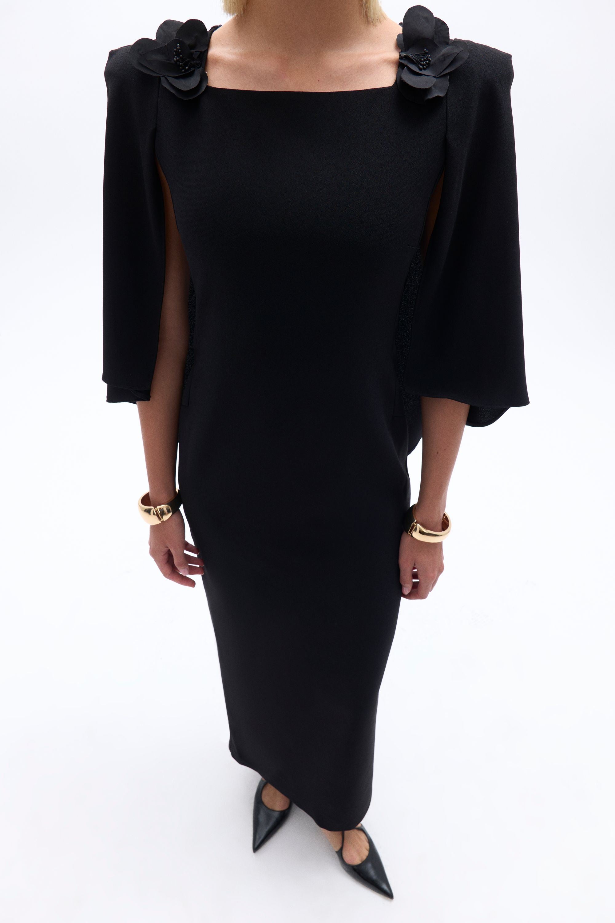 Cape Sleeve Maxi Dress (Final Sale)