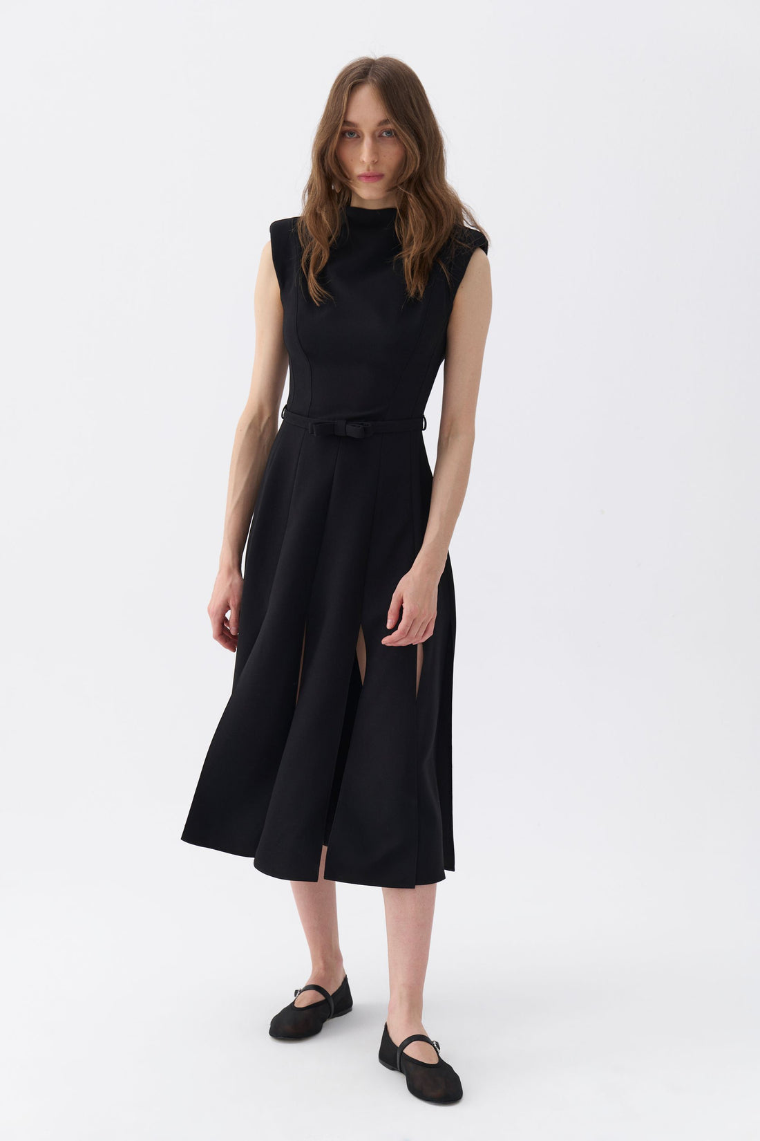 Padded Shoulder Midi Dress (Final Sale)