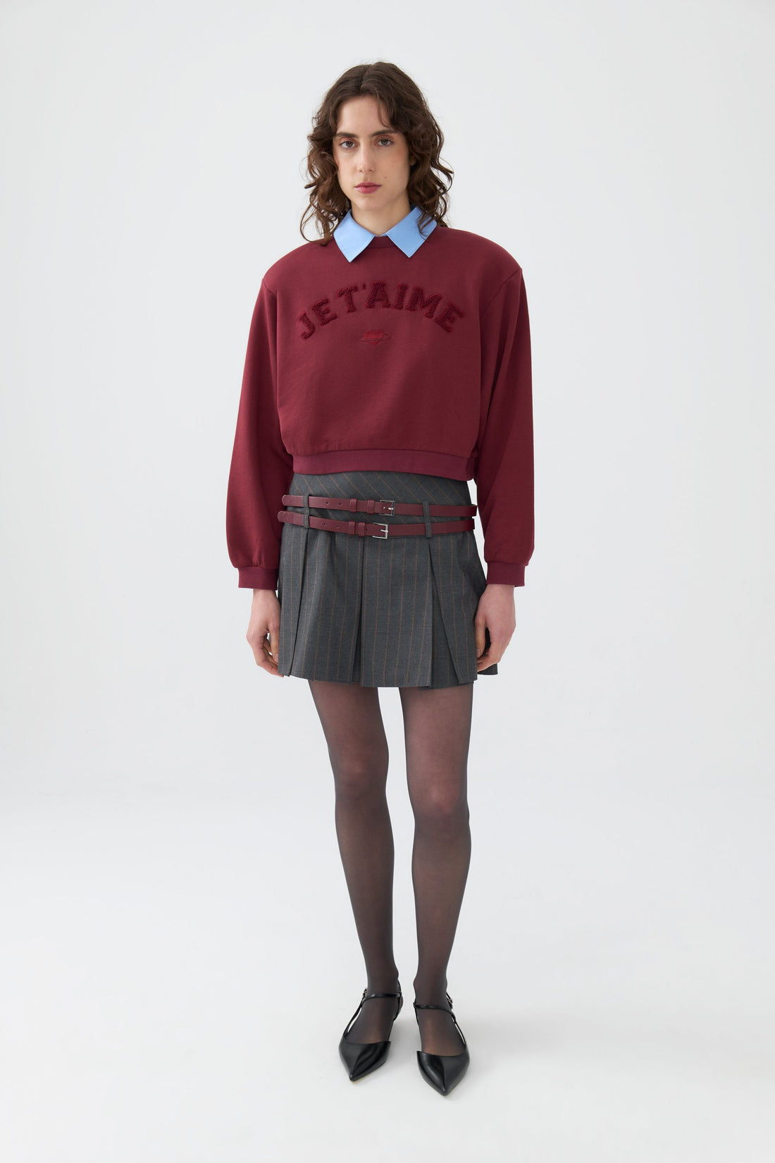 Double Belted Pleated Mini Skirt (Final Sale)