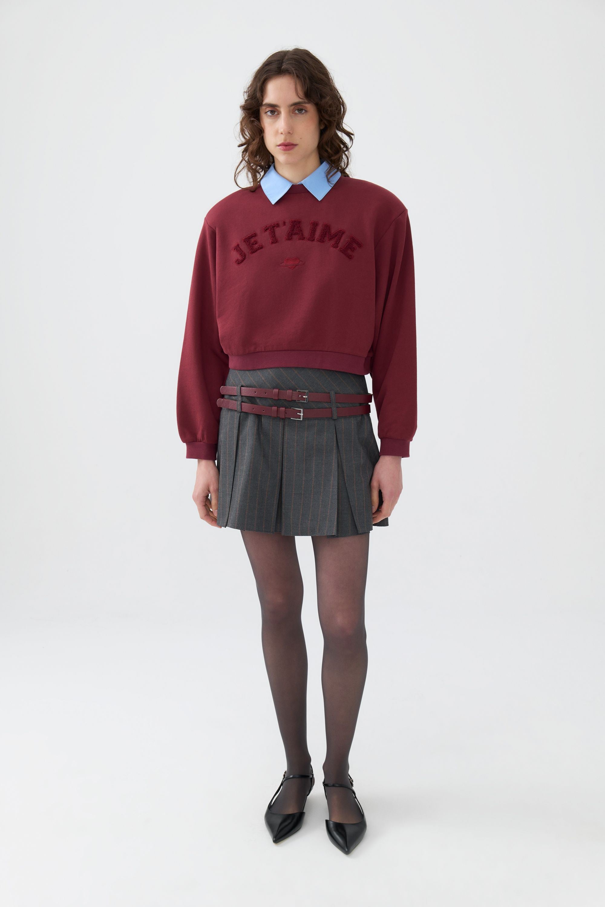 Double Belted Pleated Mini Skirt (Final Sale)