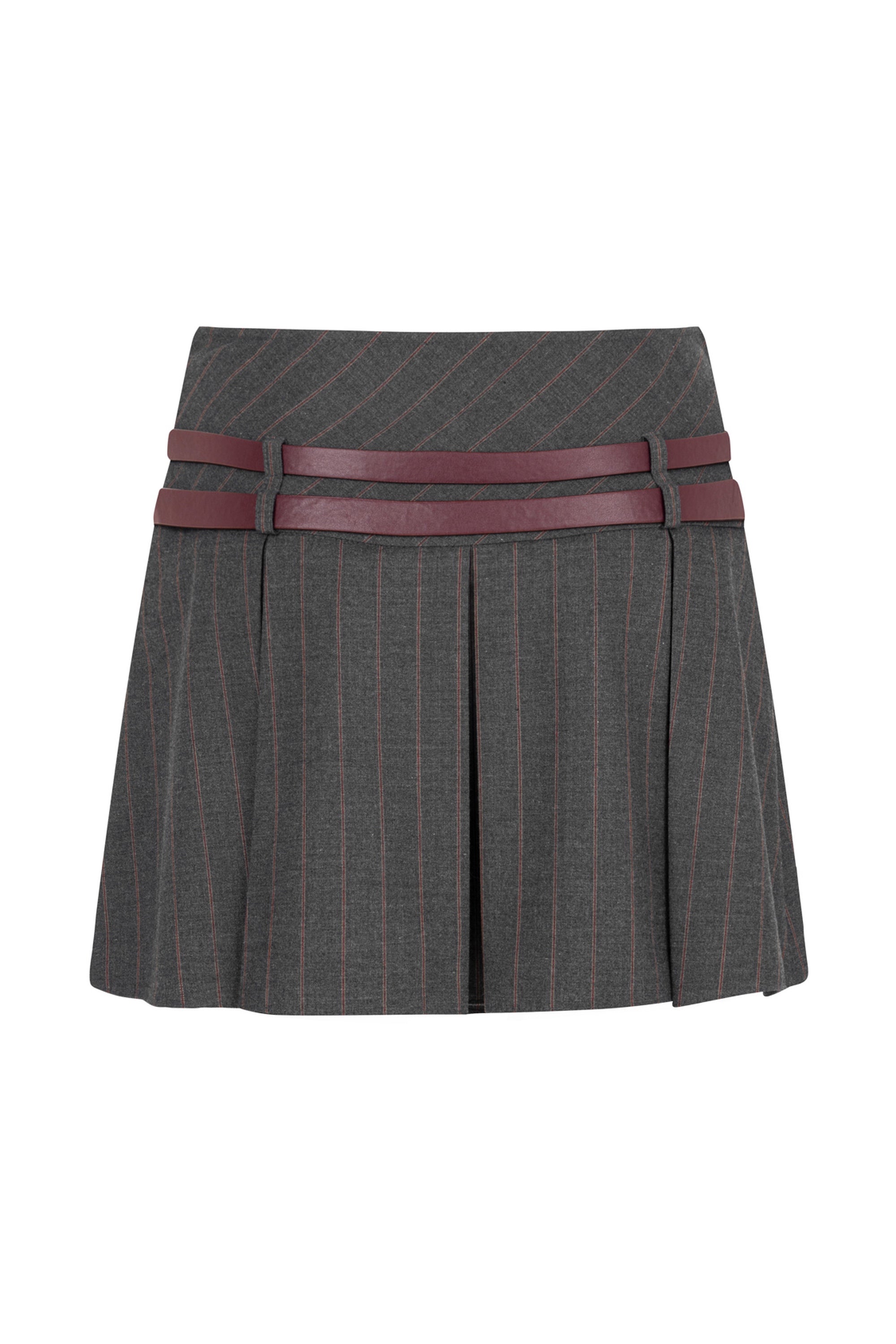 Double Belted Pleated Mini Skirt (Final Sale)