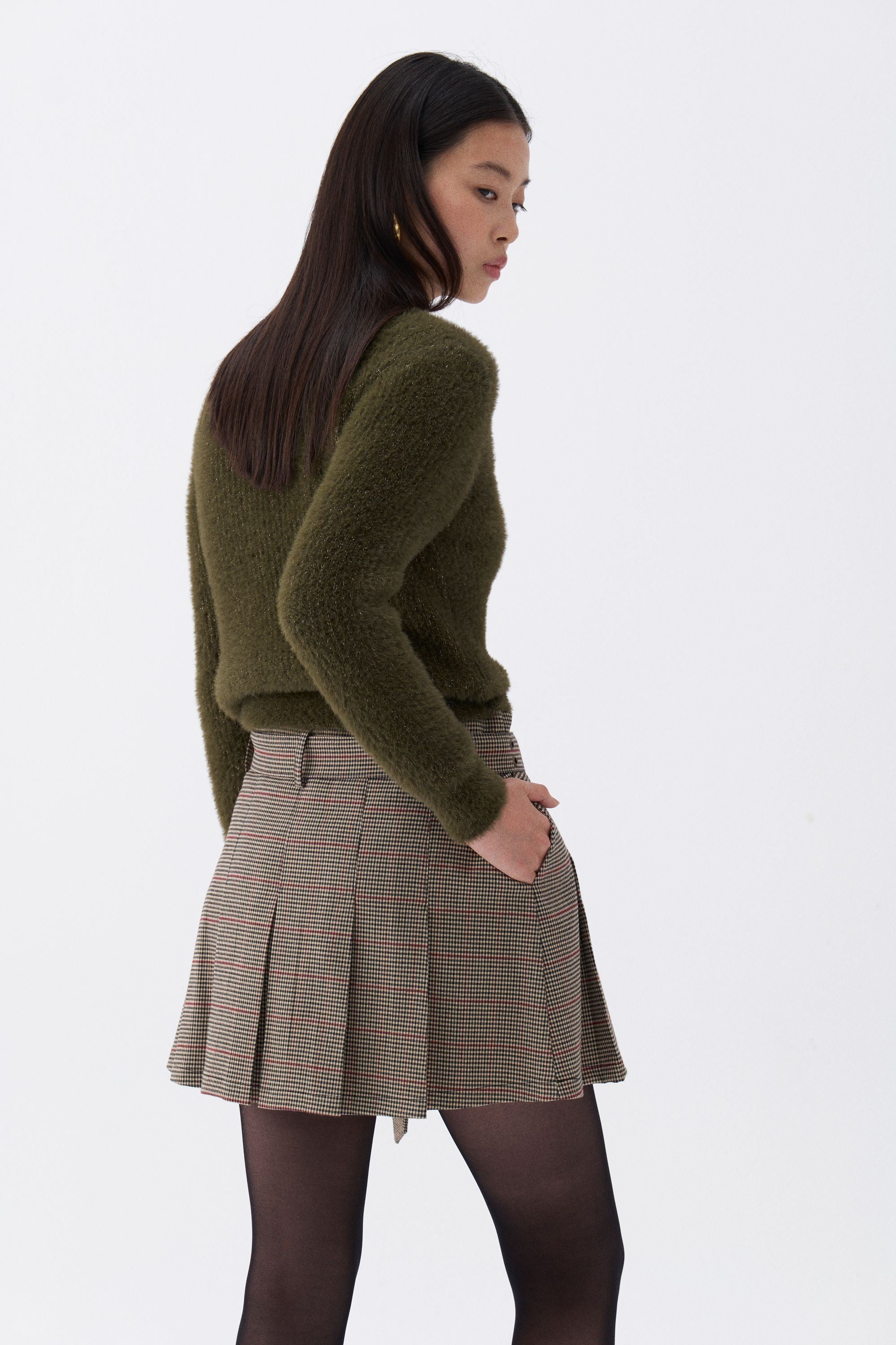 Belted Pleated Mini Skirt (Final Sale)