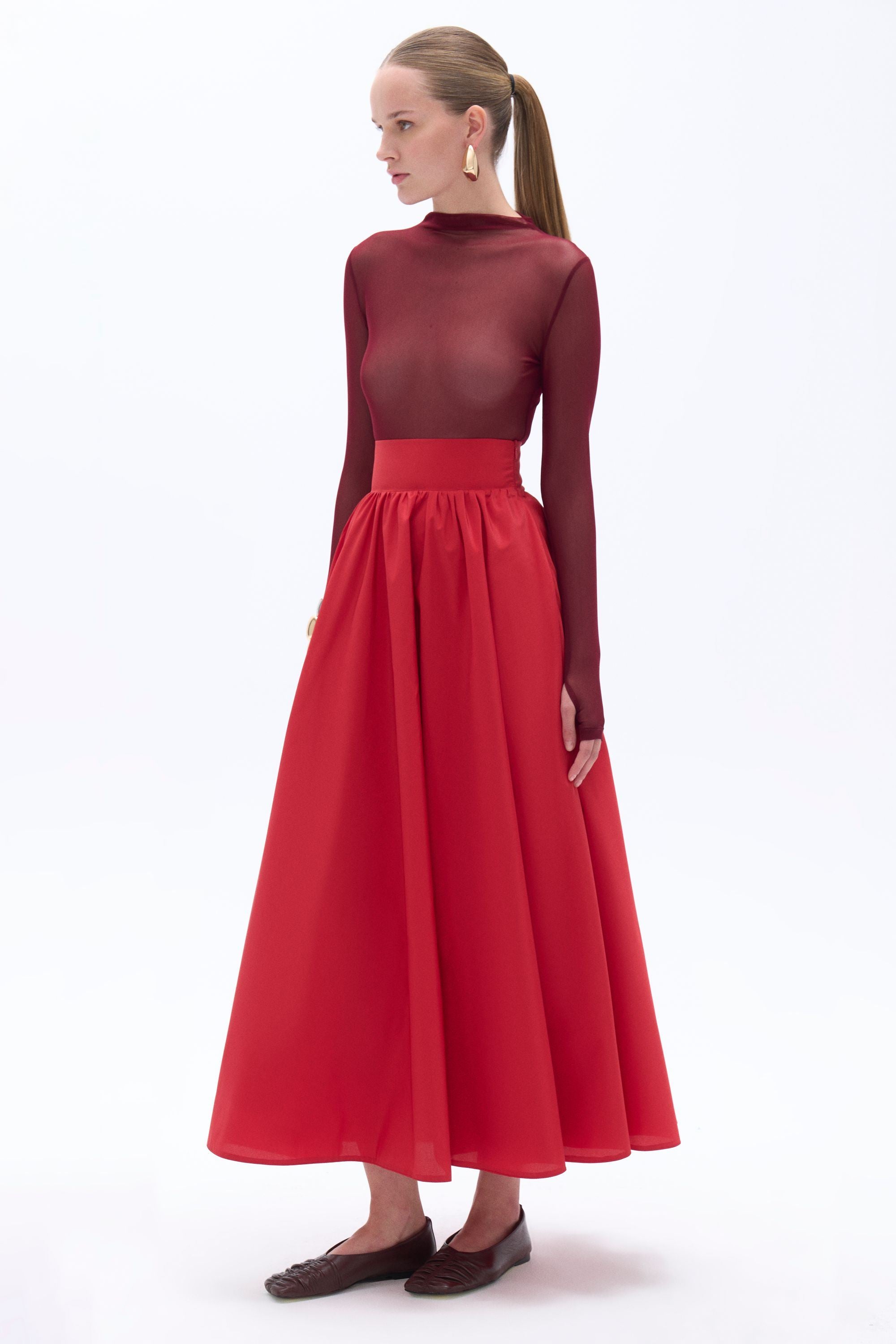 High Waist Taffeta Skirt (Final Sale)