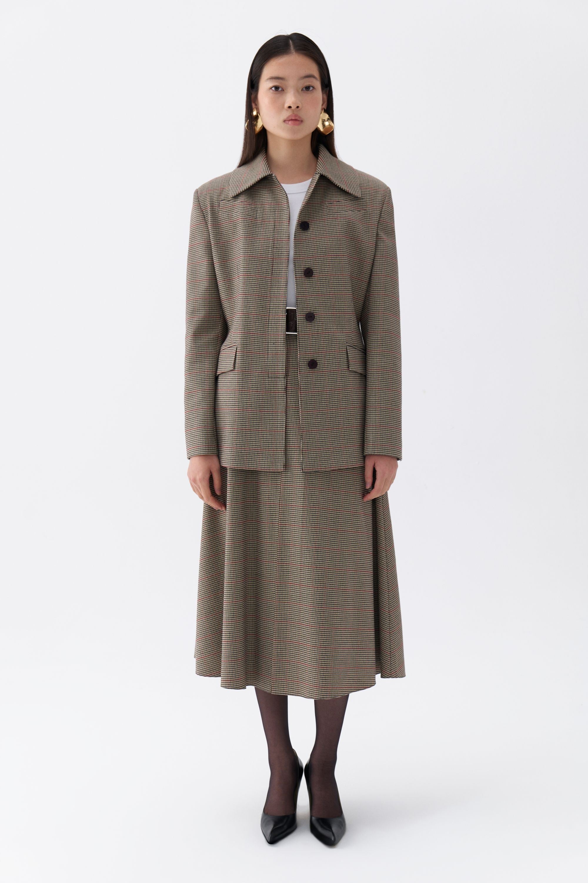 Plaid Padded Shoulder Jacket (Final Sale)