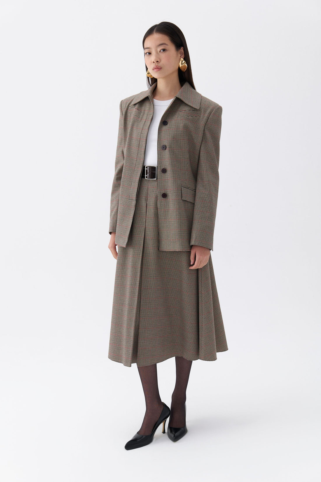 Plaid Padded Shoulder Jacket (Final Sale)