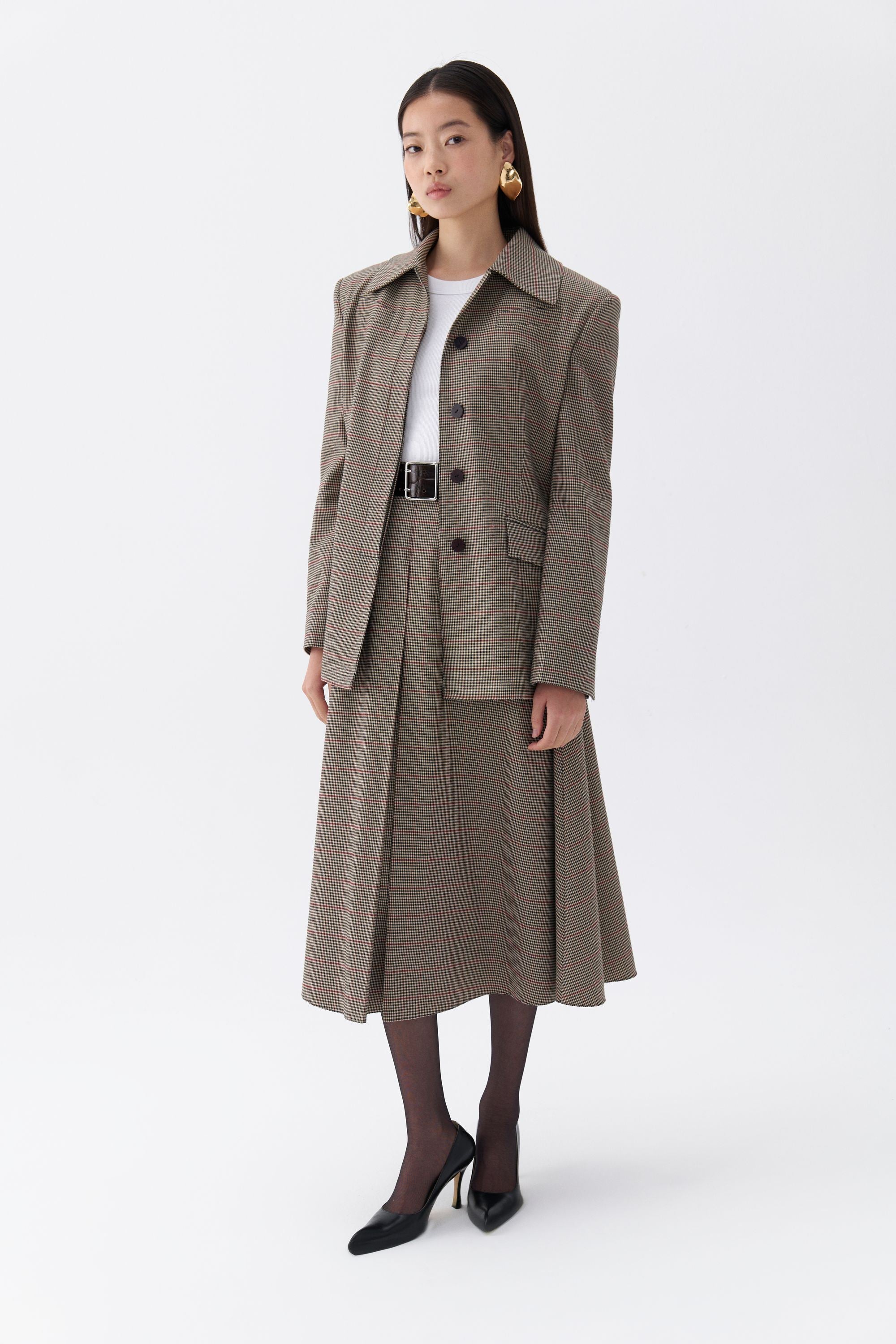 Plaid Padded Shoulder Jacket (Final Sale)