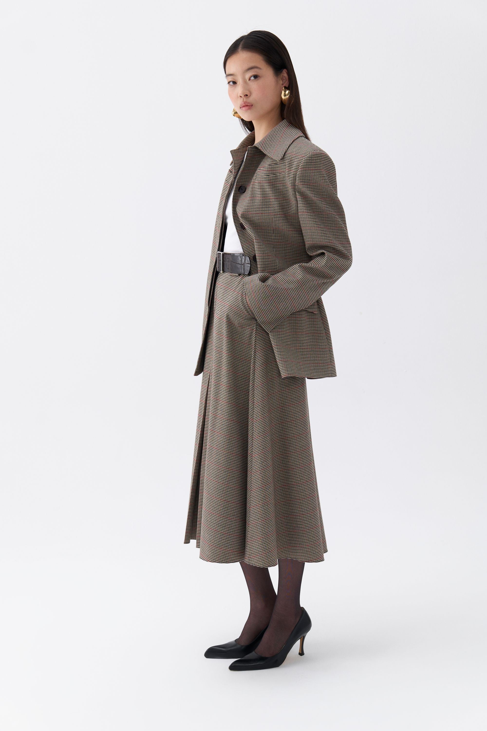 Plaid Padded Shoulder Jacket (Final Sale)