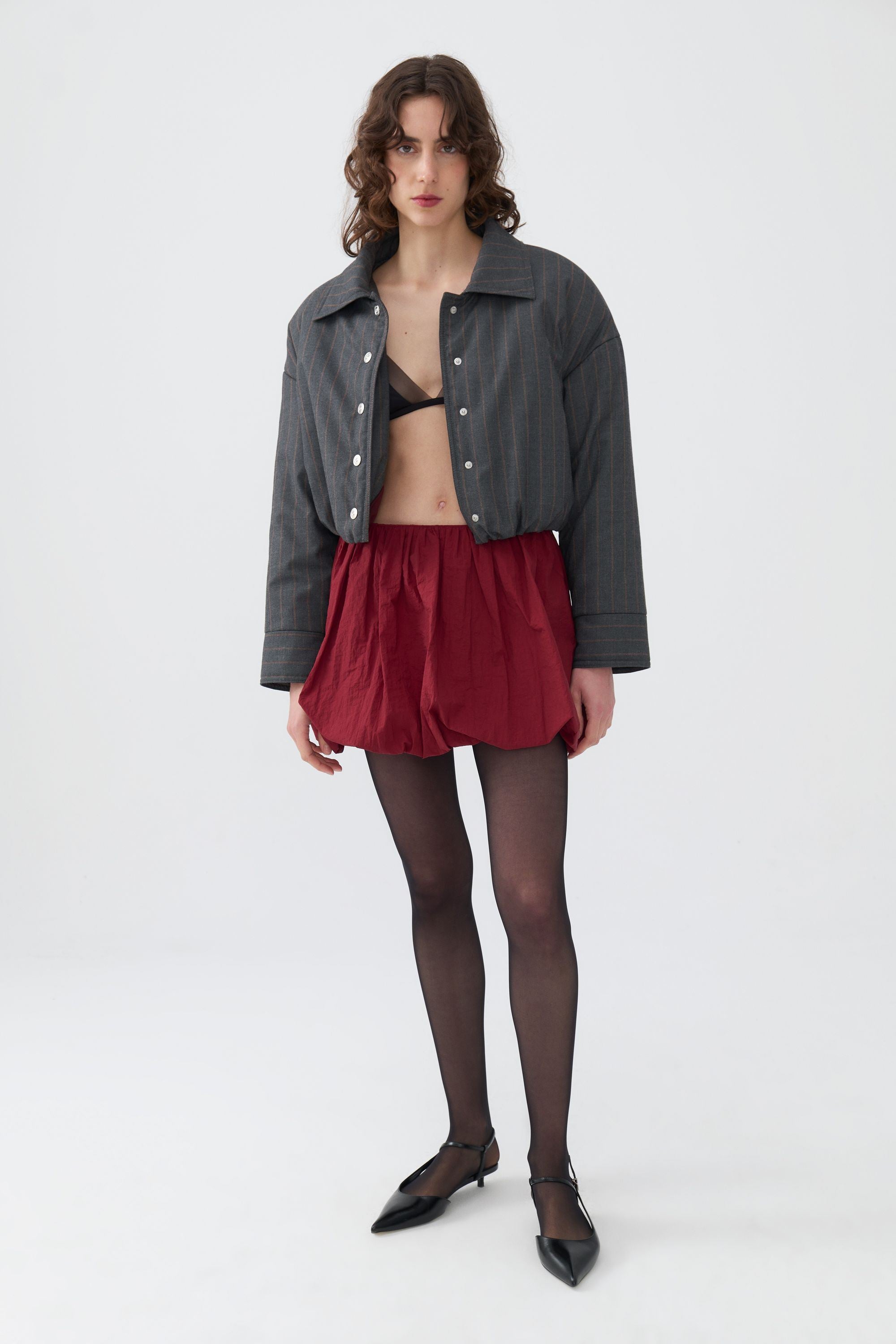 Striped Padded Shoulder Jacket (Final Sale)