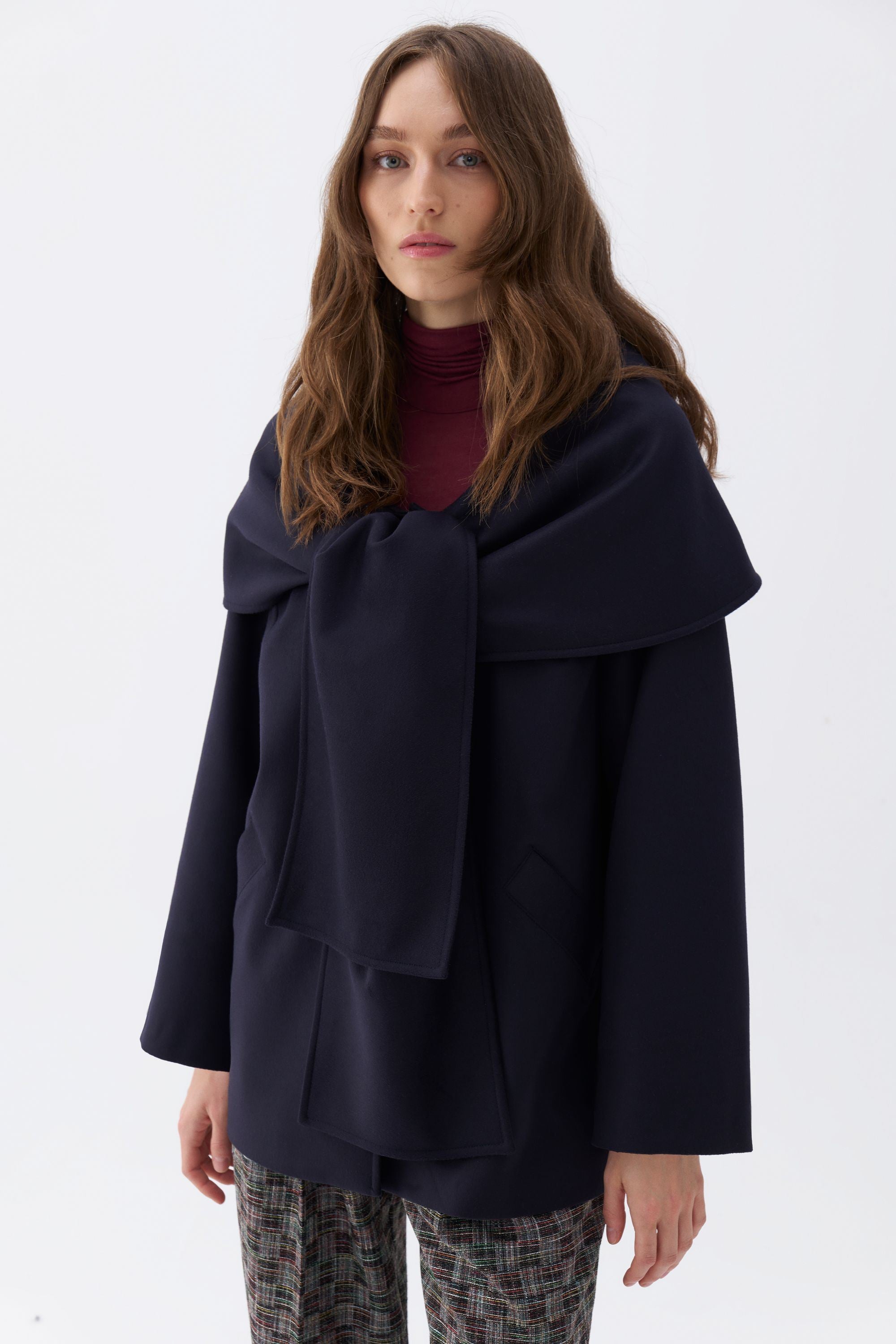 Draped Coat with Front Tie Detail (Final Sale)