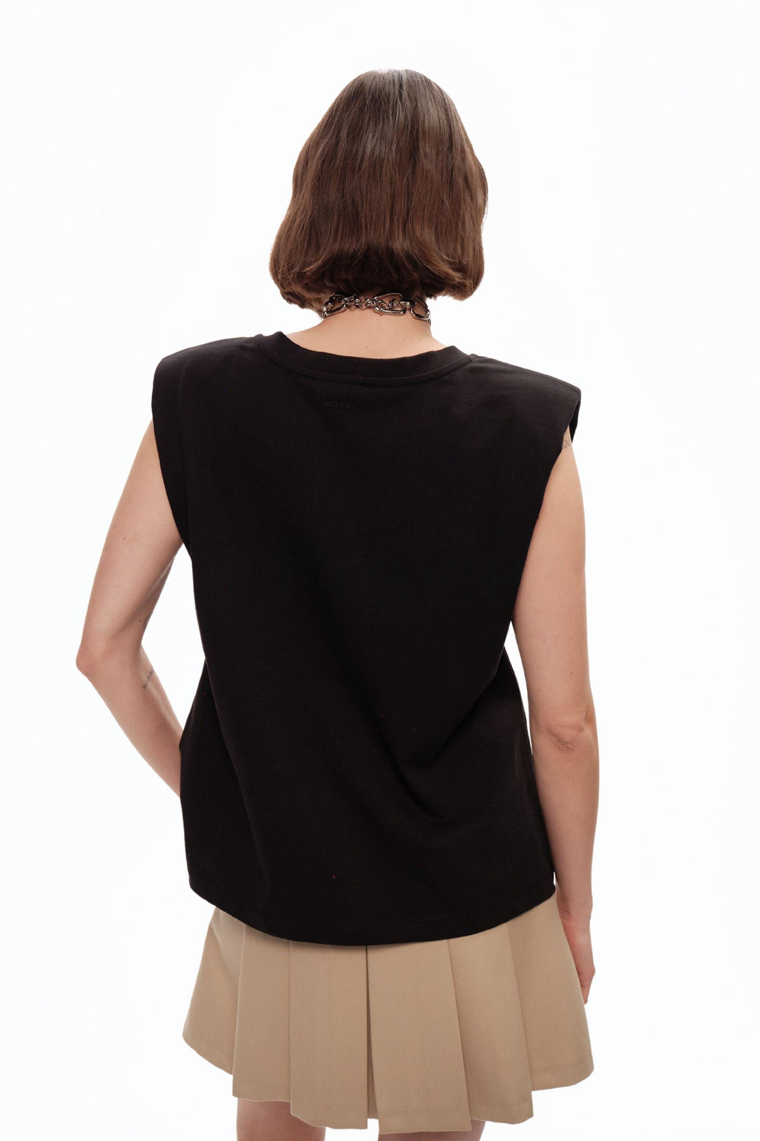 Black V-Neck Padded T-Shirt