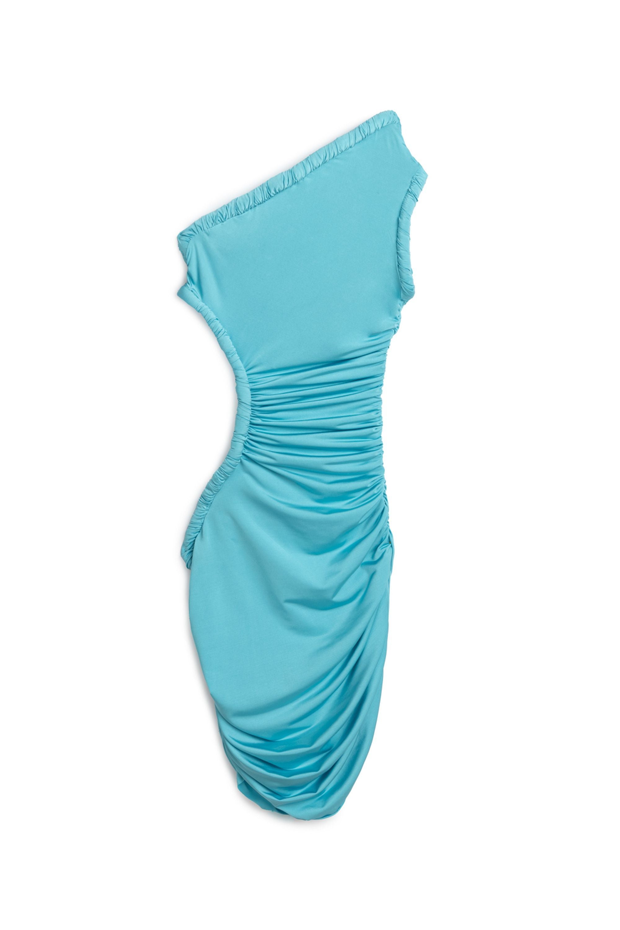 Blue Twist and Ruched Mini Dress