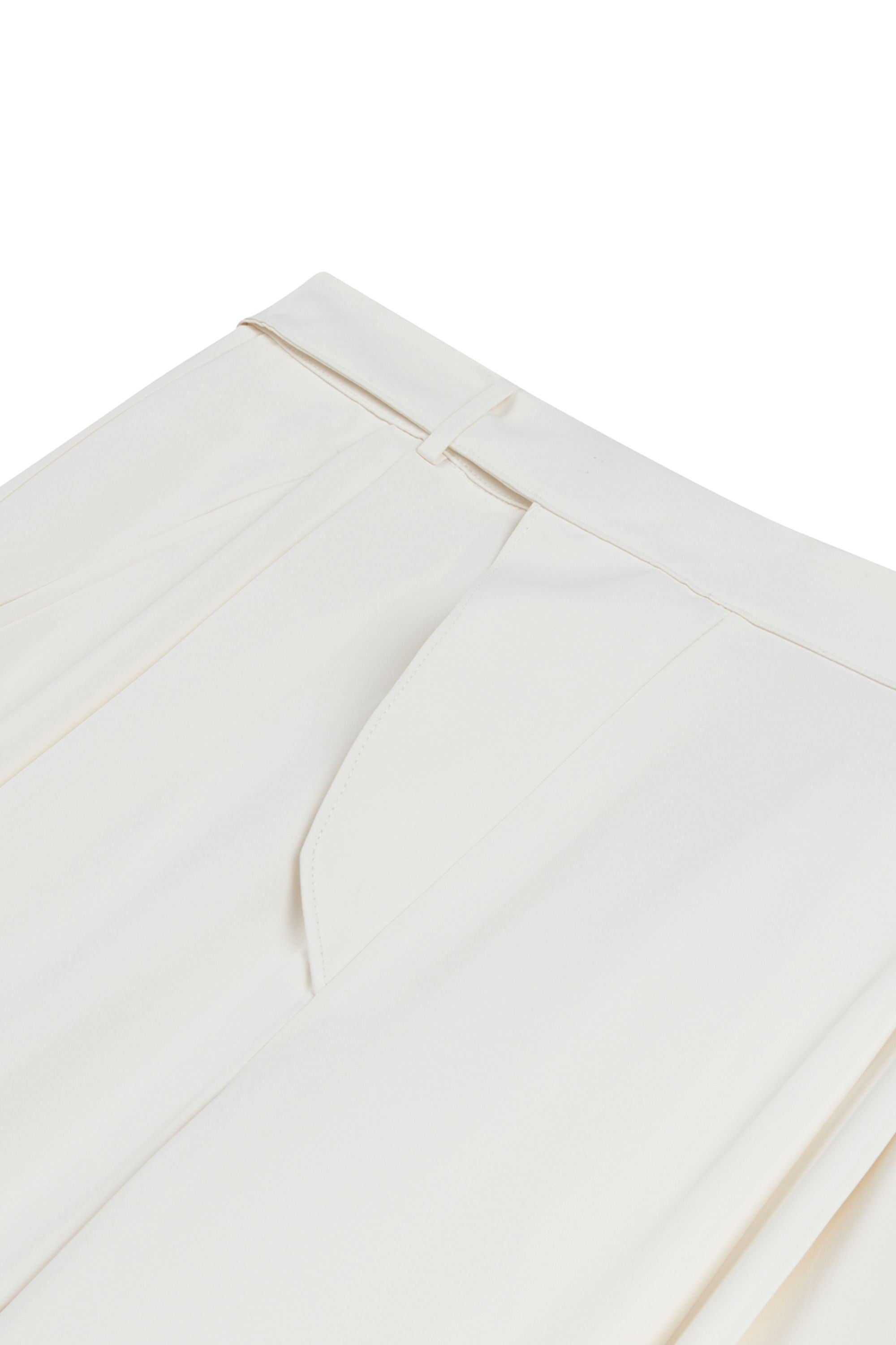 Ecru Low-Rise Asymmetric Placket Detail Pants