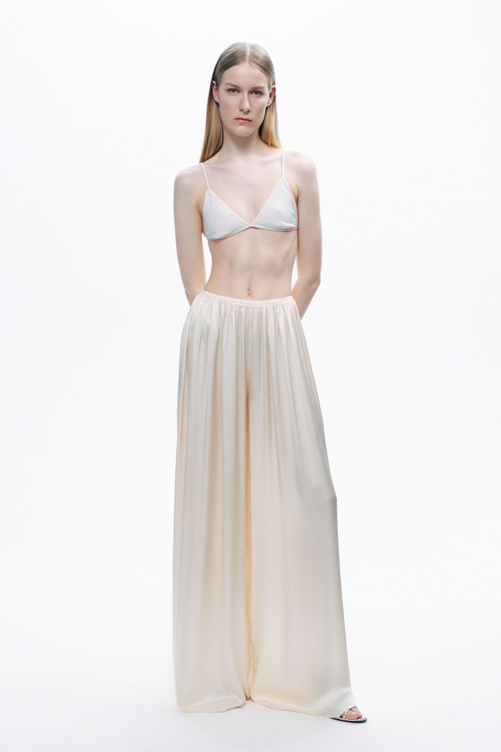 Powder Pink Flowy Wide-Leg Pants