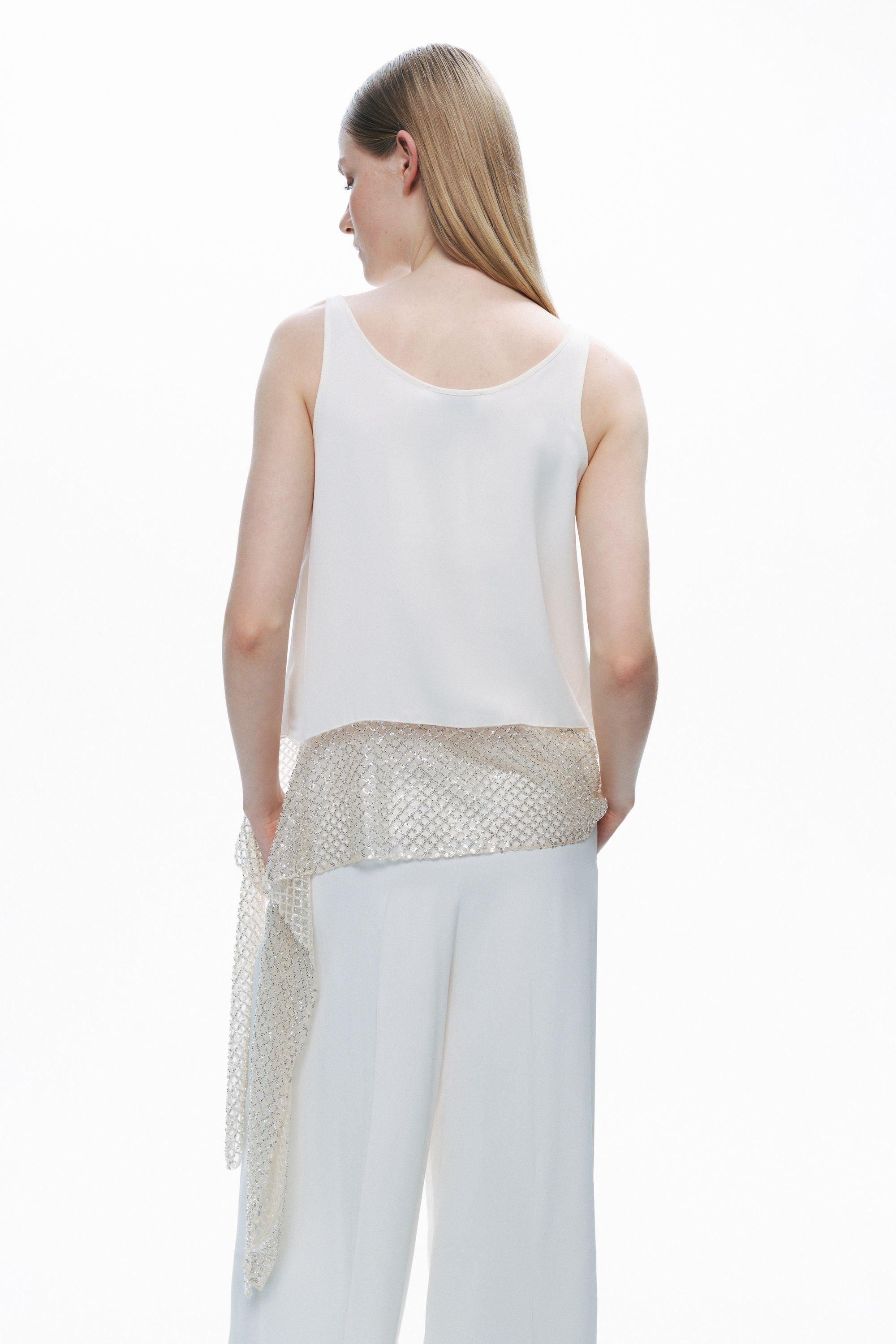 Ecru Tie Detail Blouse